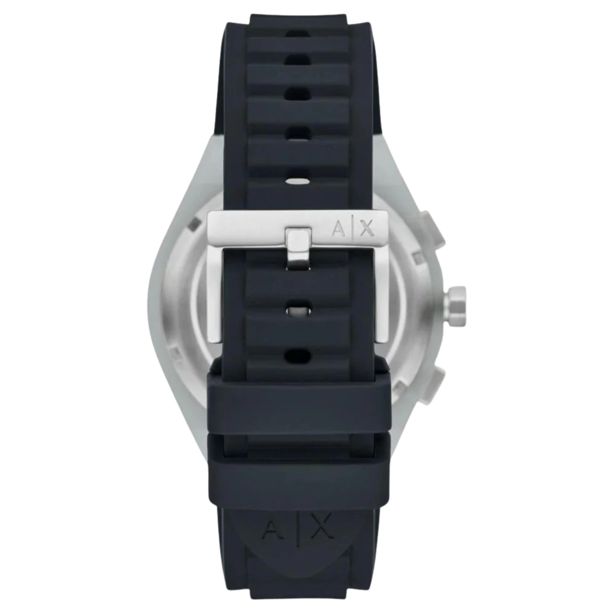 Armani Exchange Sync 44mm Chronograph Blue Dial Silicone Mens Quartz Watch AX4172
