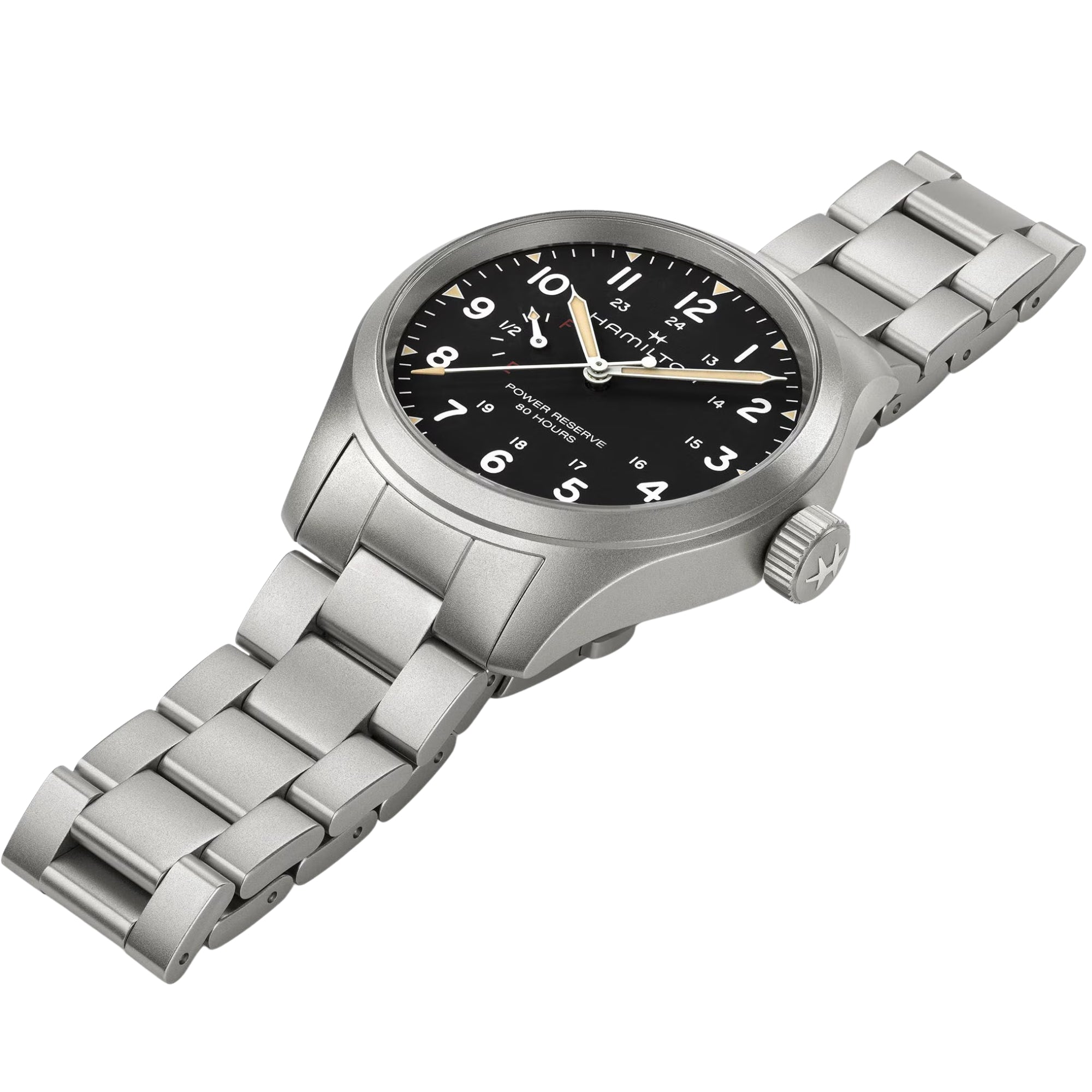 Hamilton Khaki Field H69509130 40mm sandblasted stainless steel case side profile
