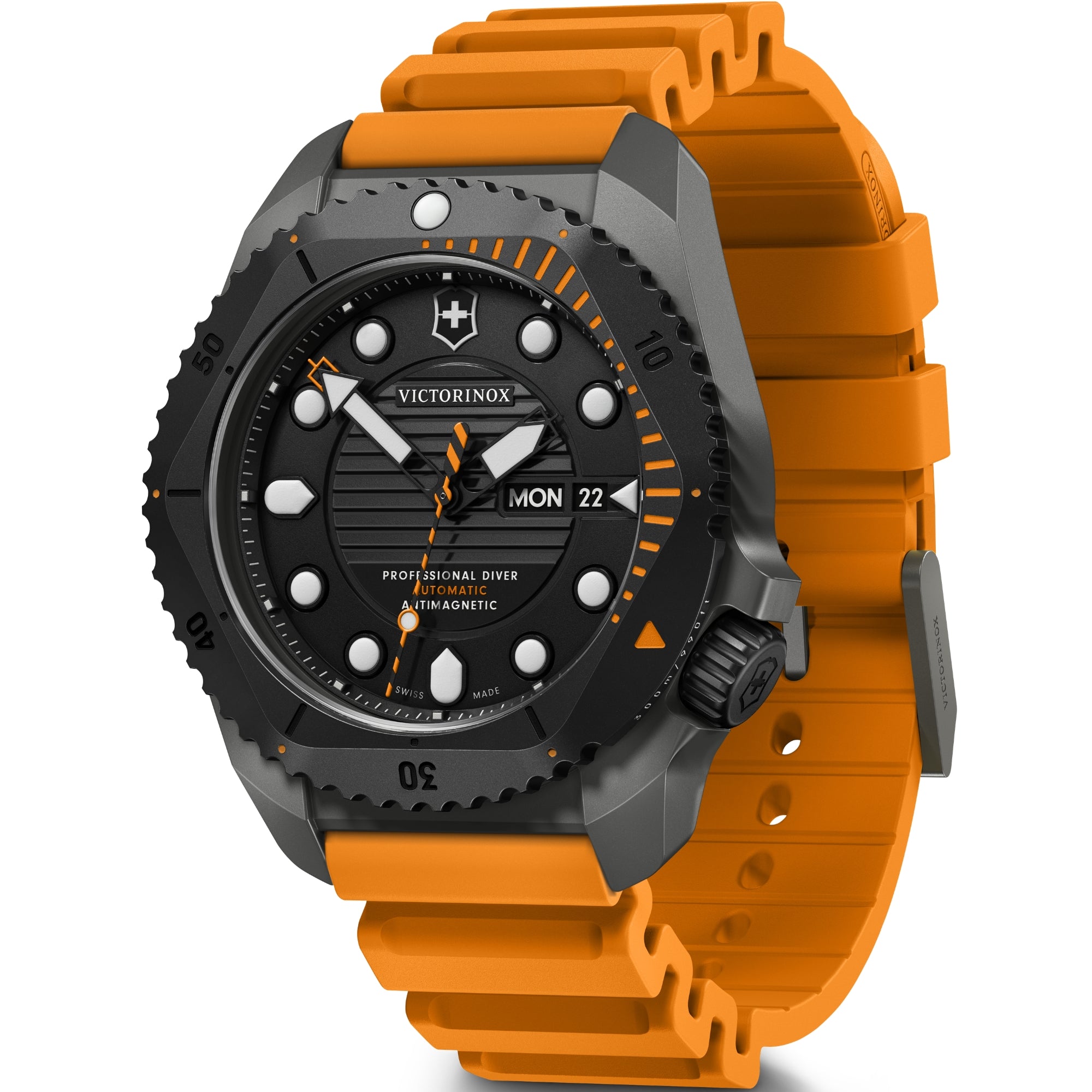 Victorinox Dive Pro 241996 sandblasted titanium case and unidirectional bezel detail