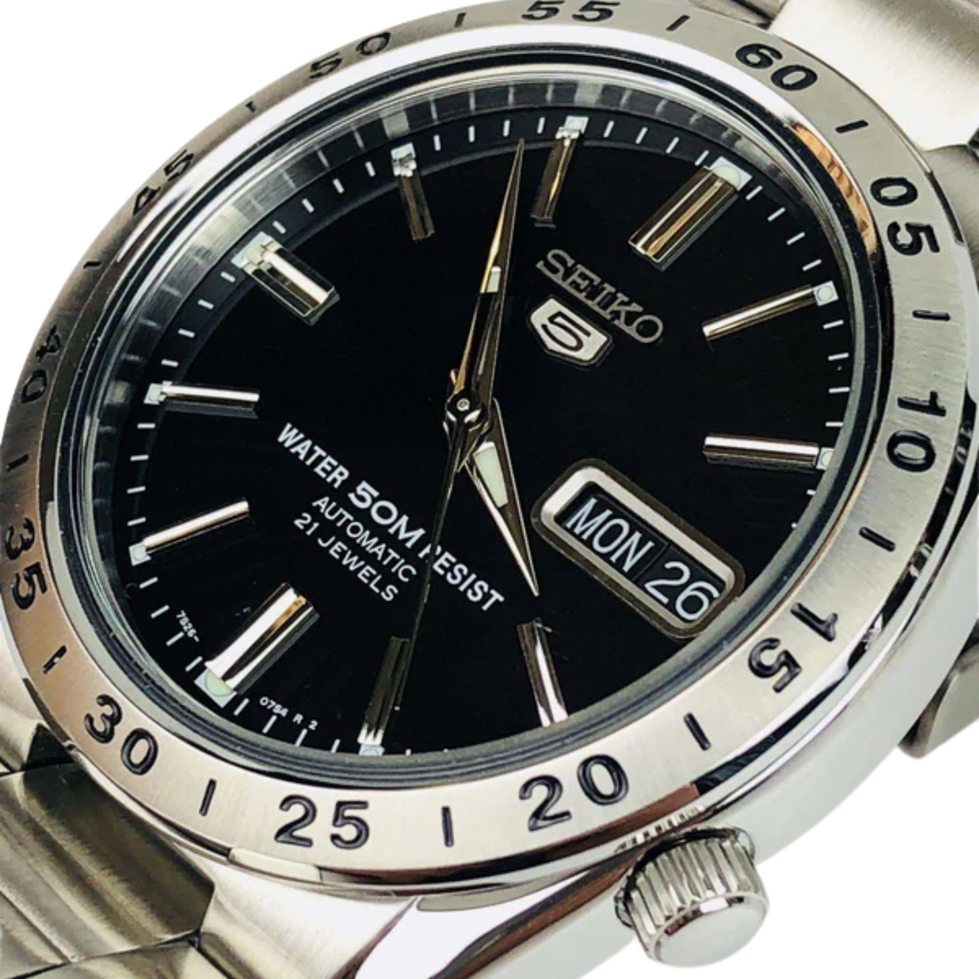 Seiko 5 Automatic Black Dial Stainless Steel Men's Watch SNKE01K1