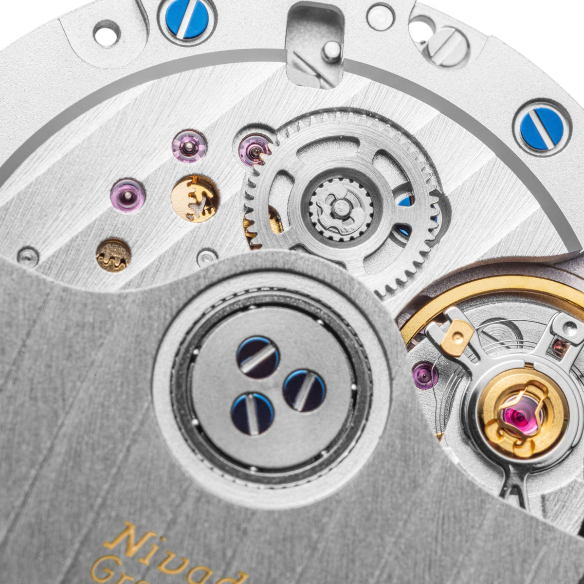 Nivada Grenchen F77 MK2 100 Years Edition 38mm Ice Agate Dial Rubber Mens Automatic Watch 68061A77-DR
