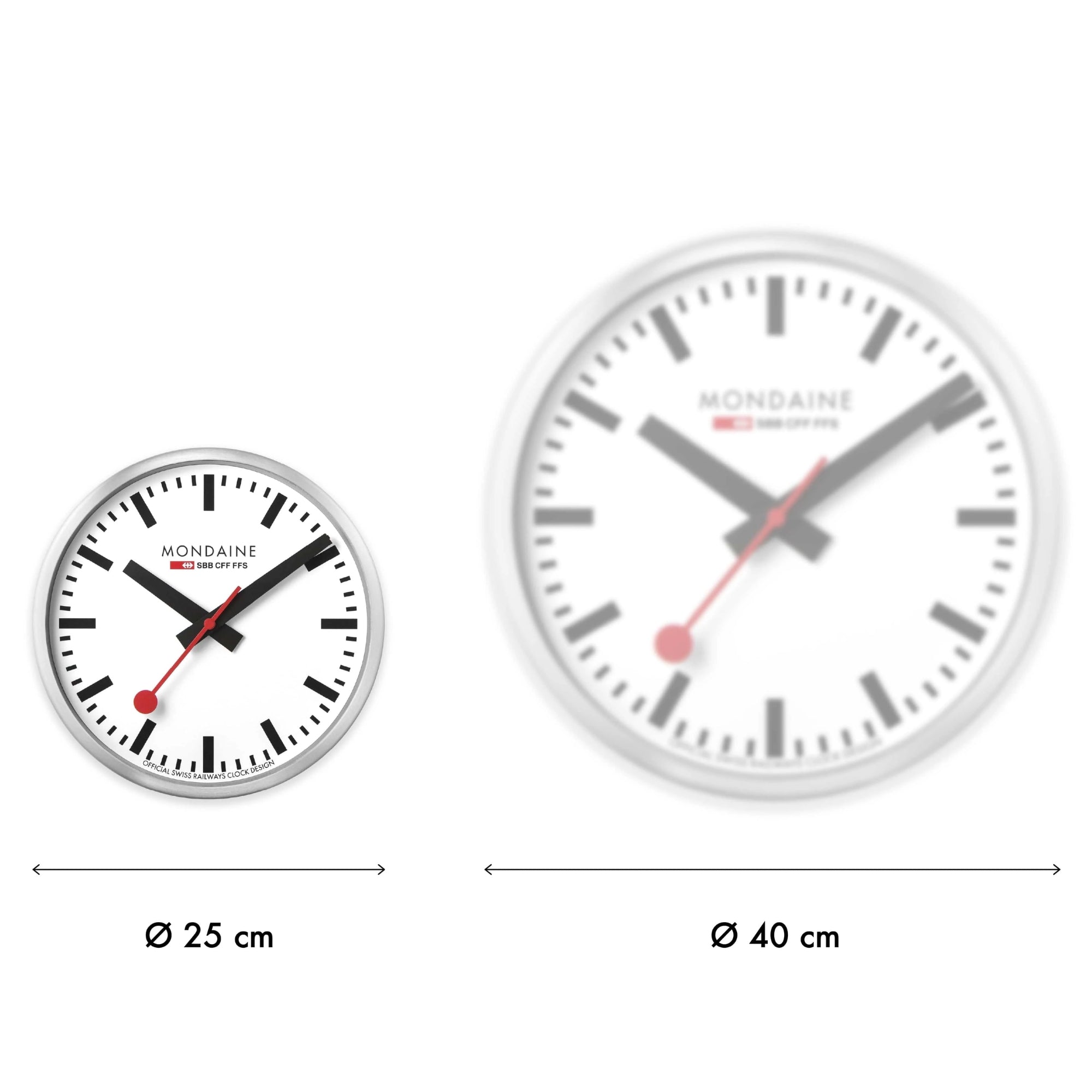 Mondaine Schweizer Eisenbahnen 250mm Aluminium Gebürstetes Gehäuse Wanduhr A990.CLOCK.16SBB