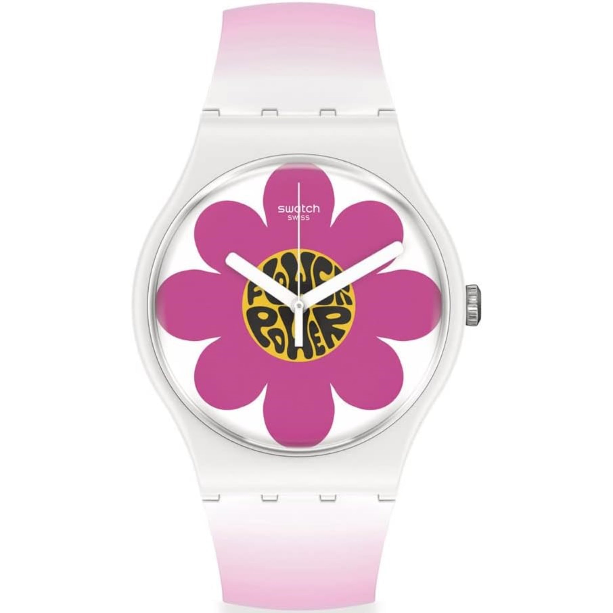Swatch New Gent Bioceramic Flower Hour Quartz Multi-Coloured Dial Pink Silicone Strap Unisex Watch SO32M104