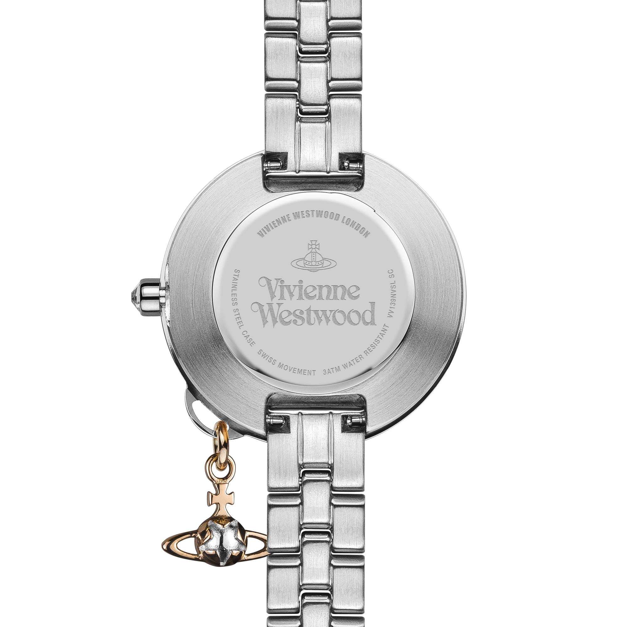 Vivienne Westwood Bow II Charm Stainless Steel Blue Dial Ladies’ Watch - WatchNation
