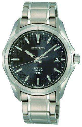 Seiko Solar Titanium Black Dial Men’s Watch SNE141P1 - WatchNation
