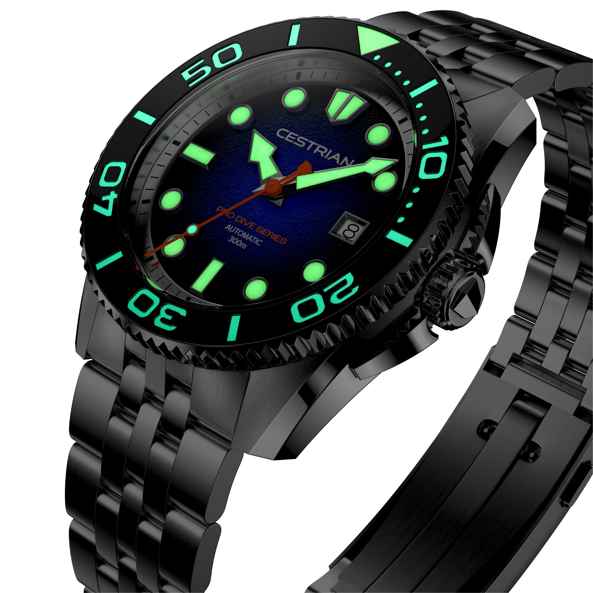 Cestrian Pro Dive Series Orange Dial Steel Bracelet Automatic 300m Men's Watch CP-ORB001