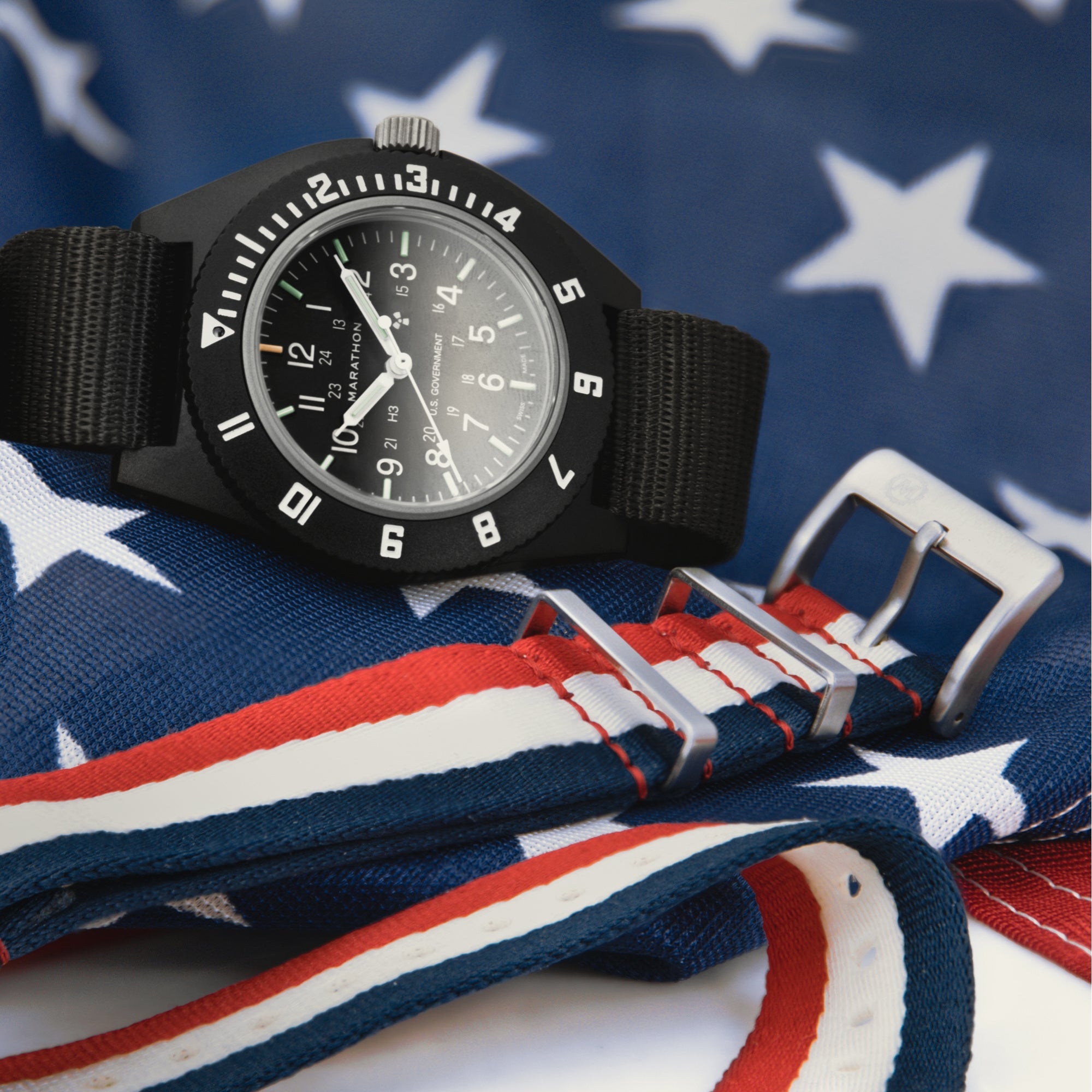 Marathon Navigator U.S. Government 41mm Black Dial Nylon Mens Quartz Watch WW194001BK-0001