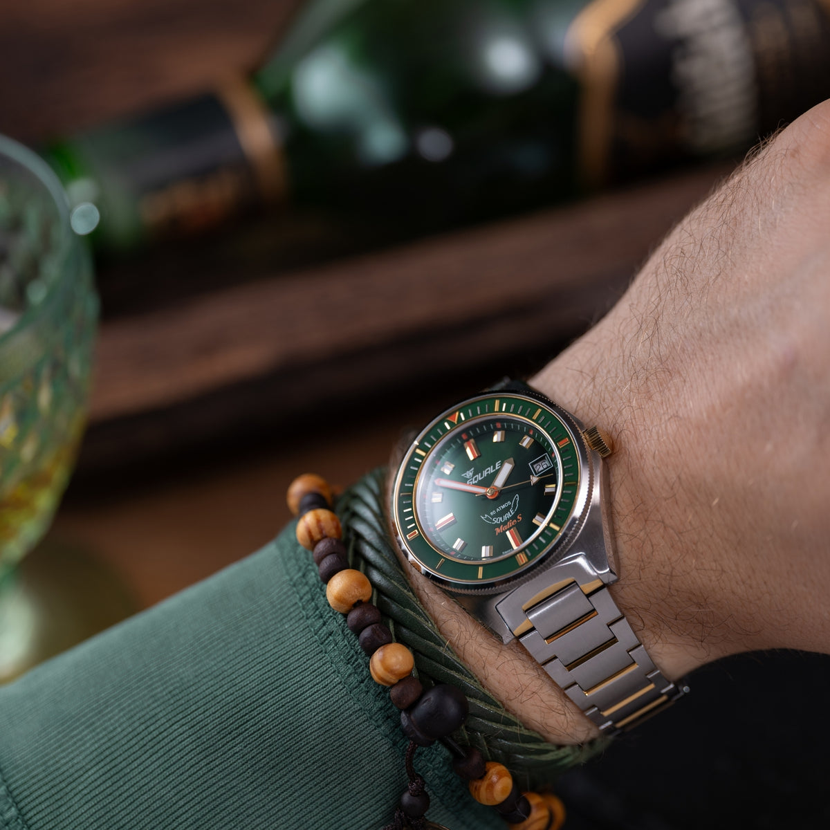 Squale Matic S 39.5mm Green Dial Steel Mens Automatic Watch MATICGGRGR.SSBI