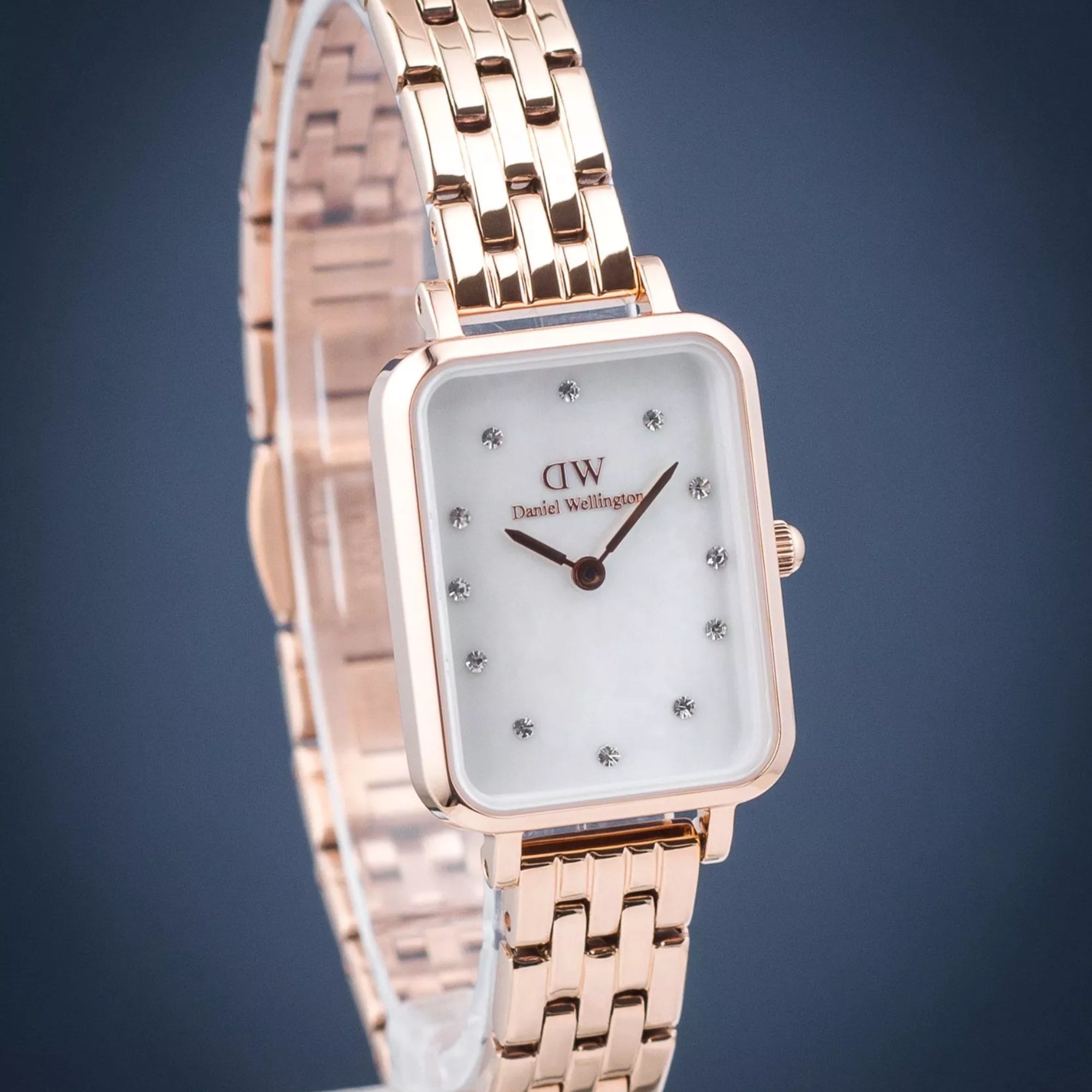 Daniel Wellington Quadro 26mm Mother Of Pearl Dial Steel Ladies Quartz Watch DW00100620