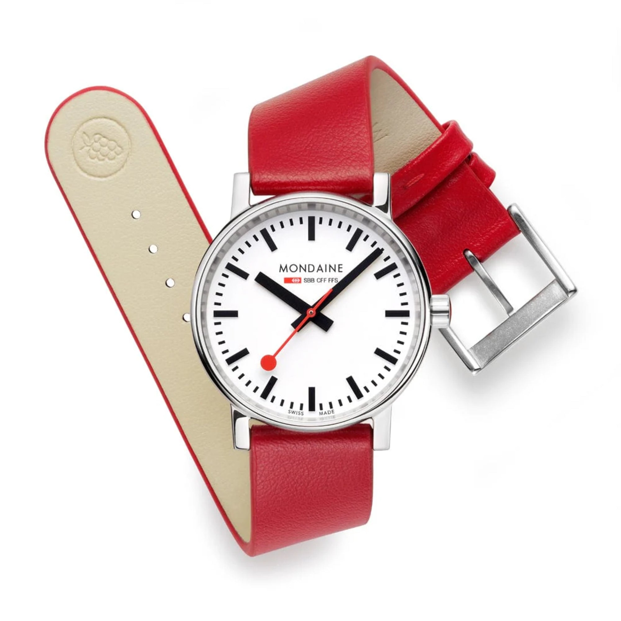 Mondaine Evo2 35mm Cadran Blanc Montre Quartz Cuir MSE.35110.LCV