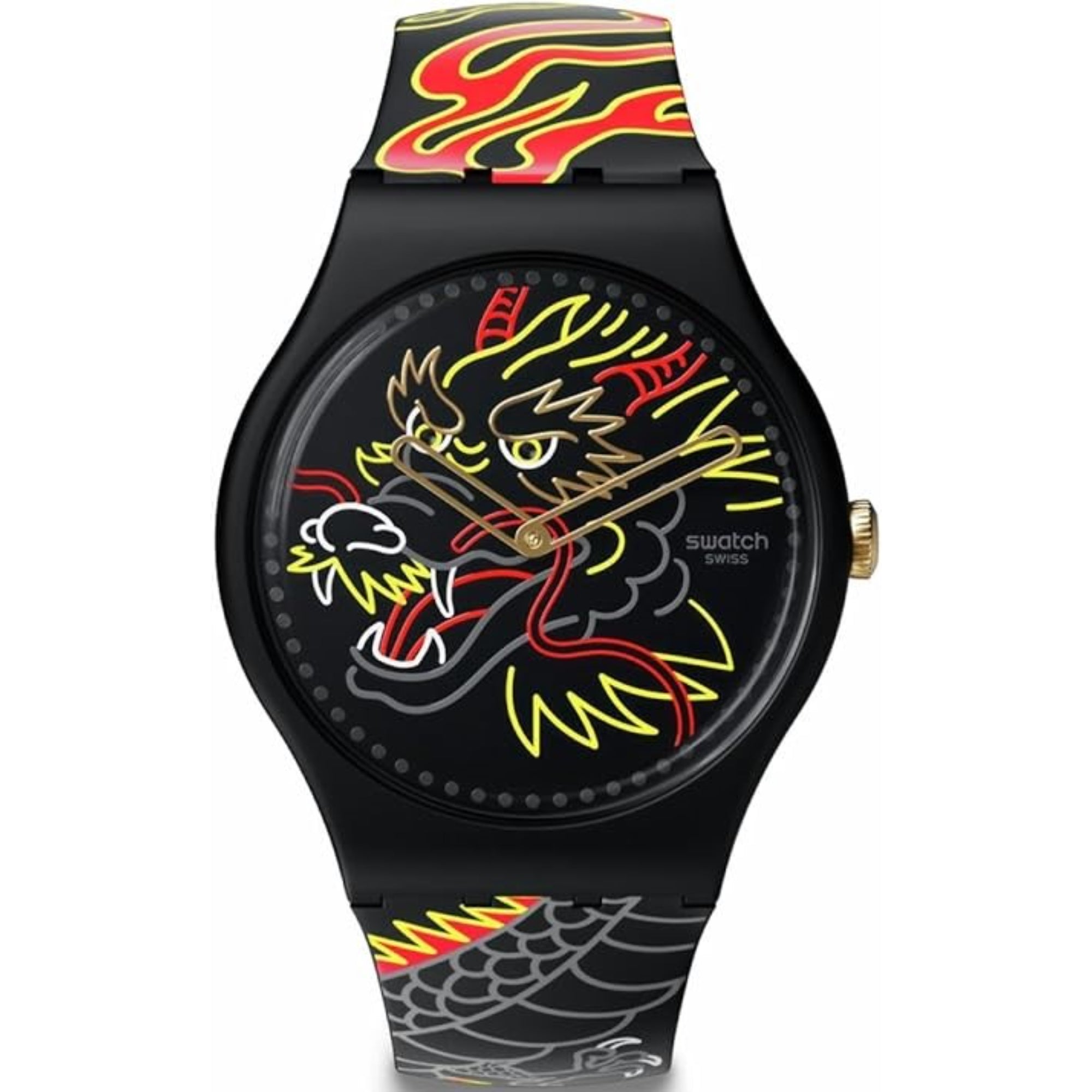 Swatch SwatchPay! Dragon In Wind Pay Quartz Black Dial Silicone Strap Unisex Watch SO29Z137-5300