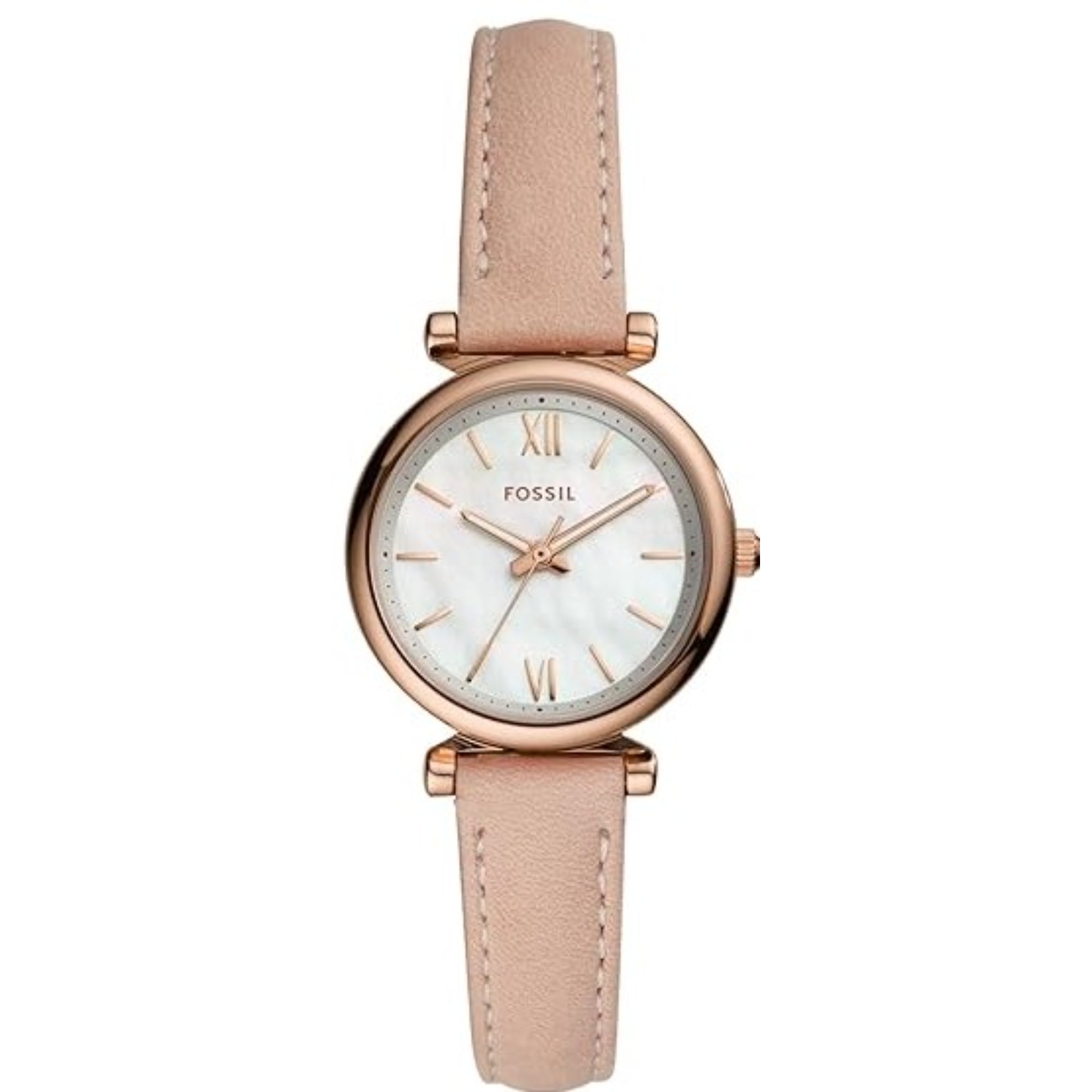 Fossil Carlie Mini Blush Leather White Mother of Pearl Dial Ladies Watch ES4699