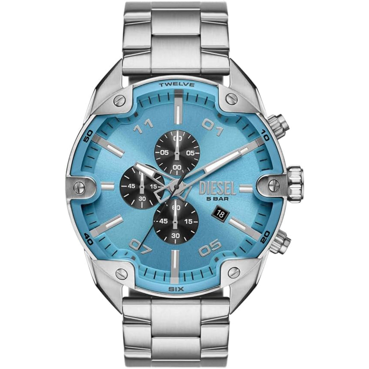 Diesel Spiked Chronograph Stainless Steel Blue Dial Men's Watch DZ4655