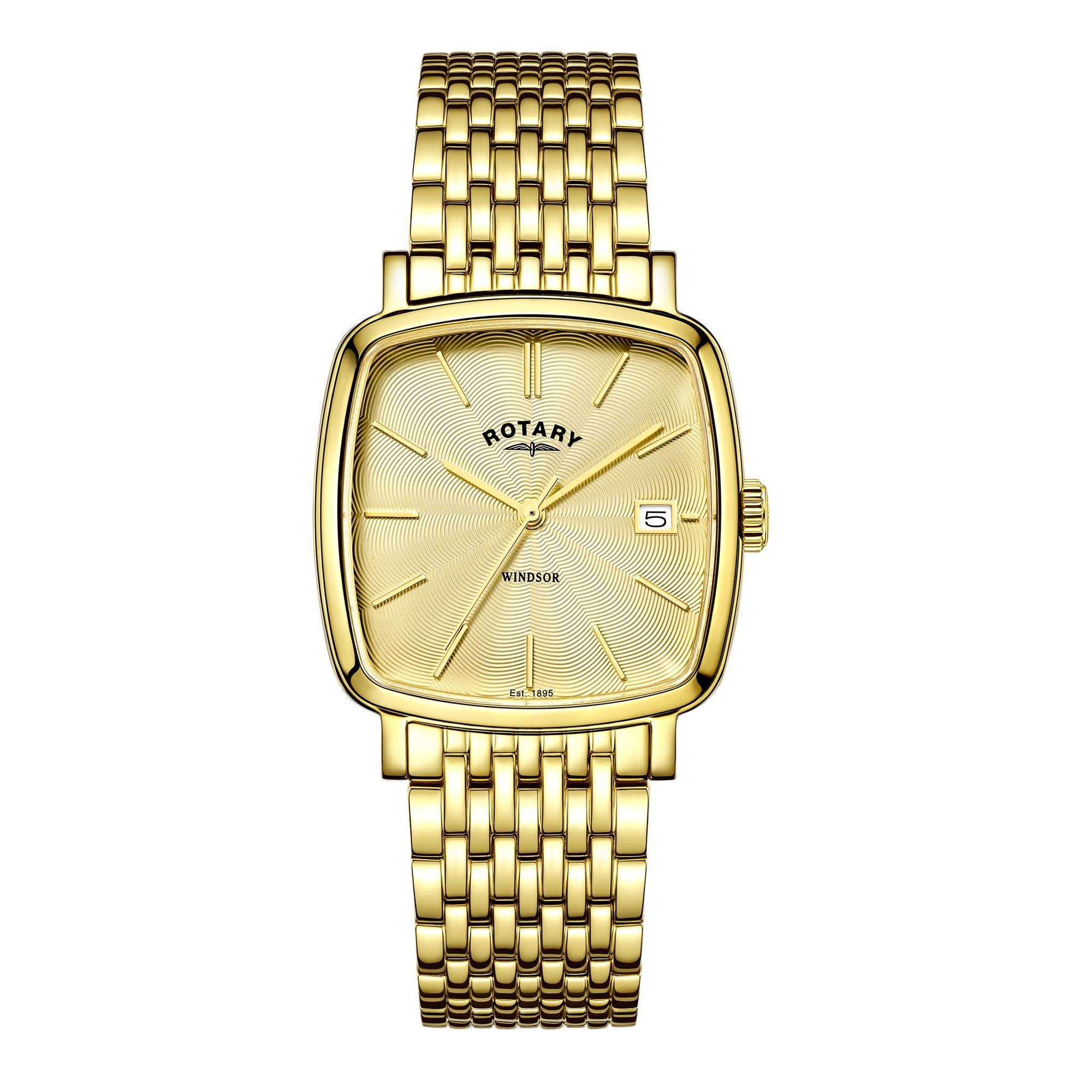 Rotary Windsor Gold Men’s Cushion Watch - WatchNation