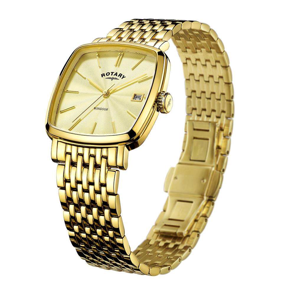 Rotary Windsor Gold Men’s Cushion Watch - WatchNation