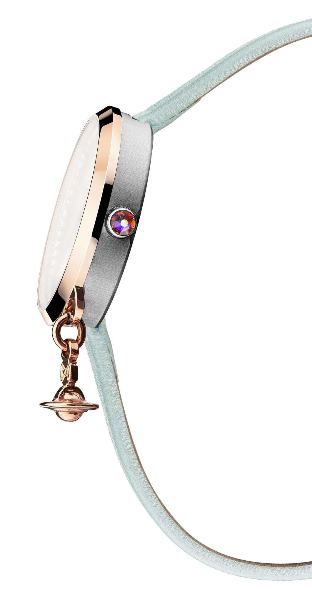 Vivienne Westwood Bow Rose Gold Blue Leather Strap Ladies’ Watch - WatchNation