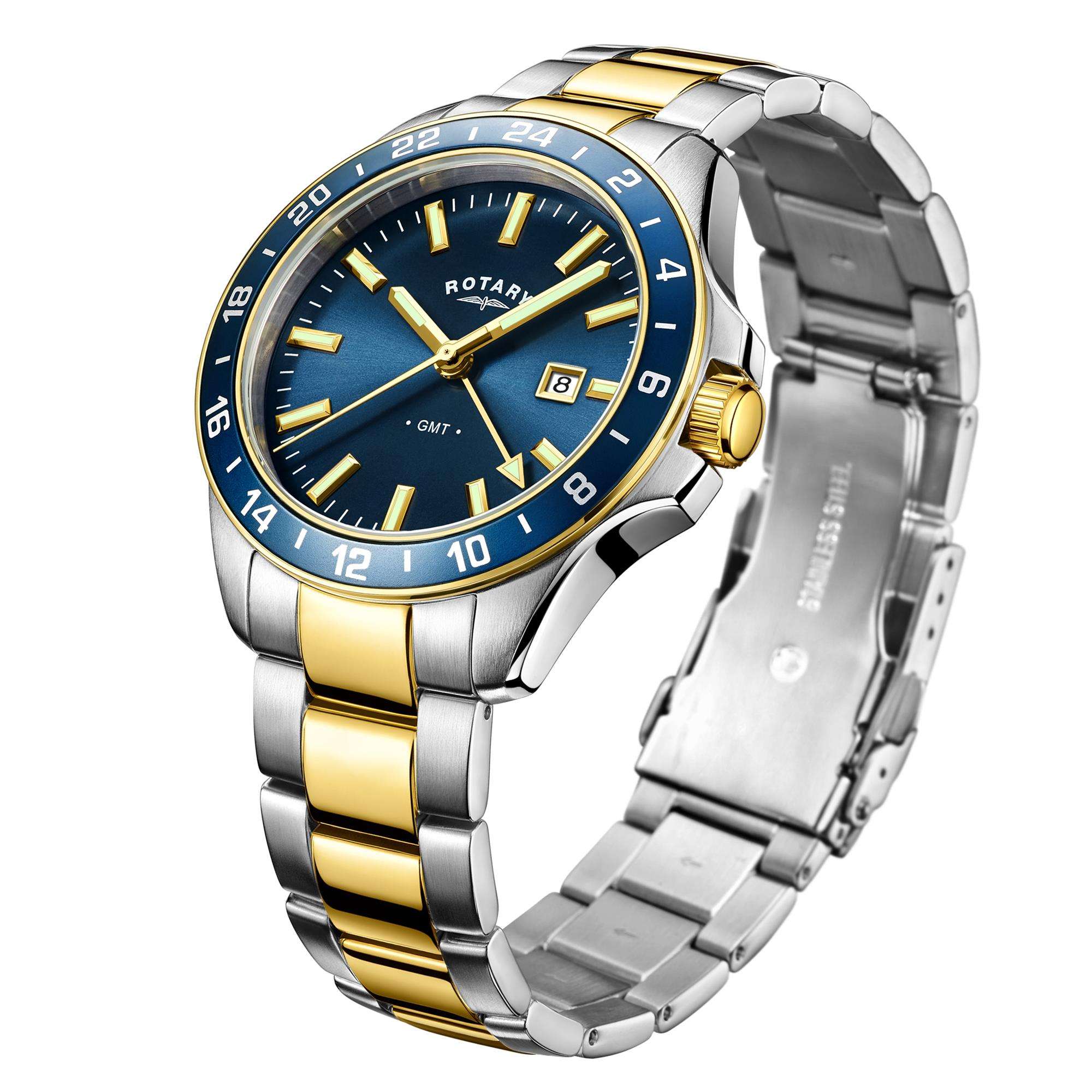 Rotary Havana Two-Tone Blue Men’s GMT Watch