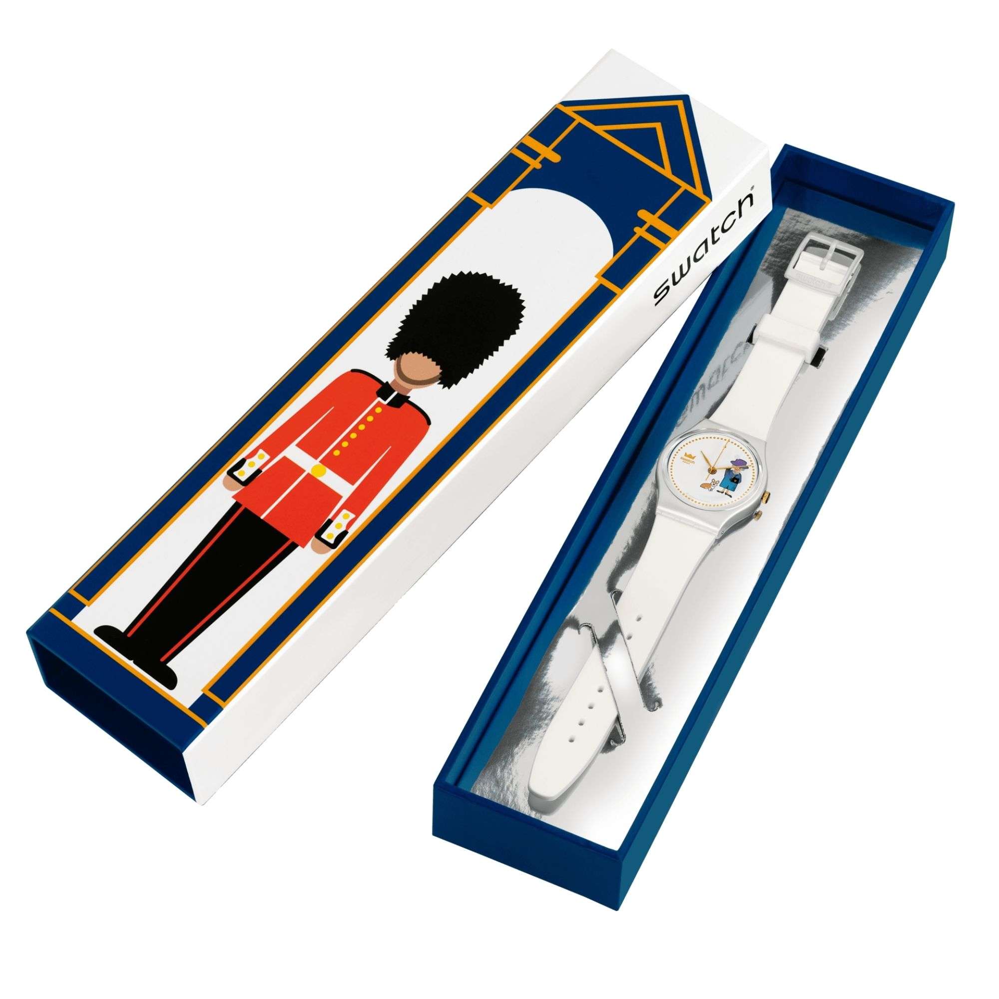 Swatch How Majestic Queen White Dial White Silicone Strap Unisex Watch GZ711