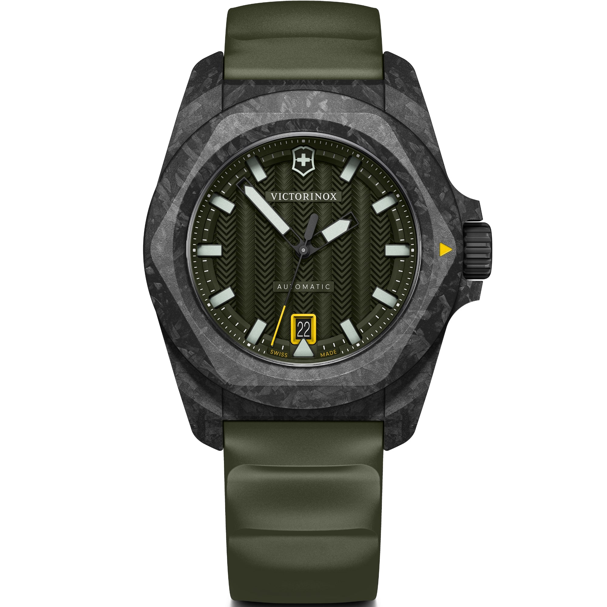 Victorinox I.N.O.X. 41mm Automatic green dial carbon rubber watch 242021.1 front view