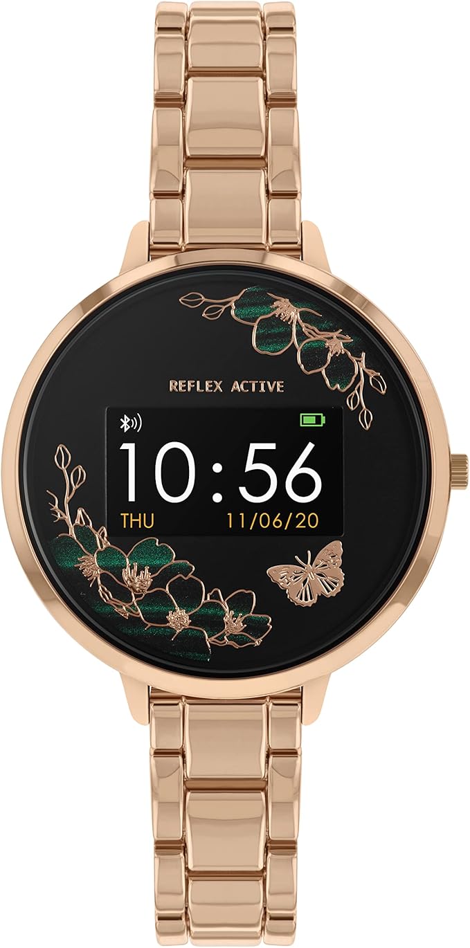 Reflex Active Series 03 Quartz Black Dial Rose Gold PVD Bracelet Ladies Smartwatch RA03-4028
