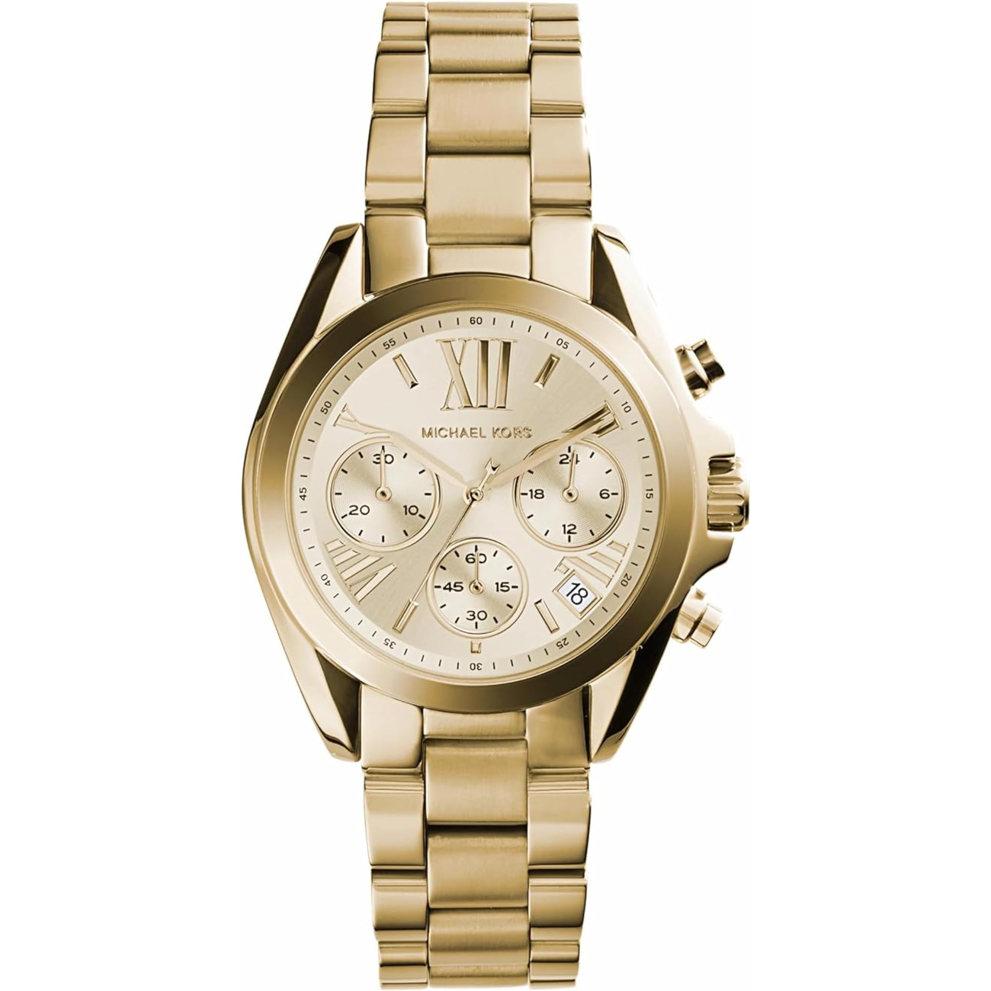Michael Kors Gold-Tone Mini Bradshaw Chronograph Gold Dial Women’s Watch MK5798