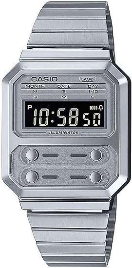 Casio Collection Digital Stainless Steel Watch A100WE-7BEF