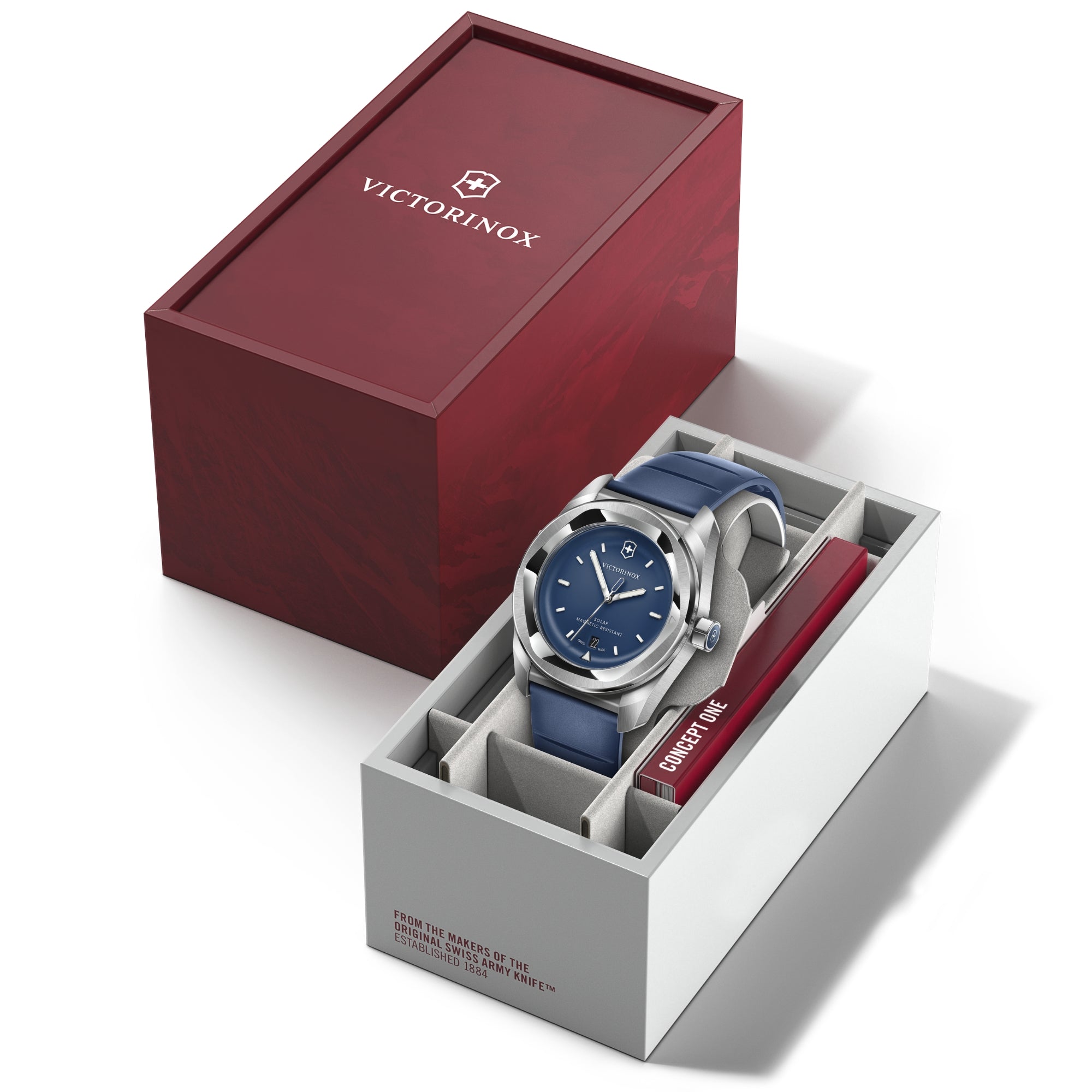 Victorinox Concept One 39mm Solar Blue Dial Rubber Mens Quartz Watch 242053