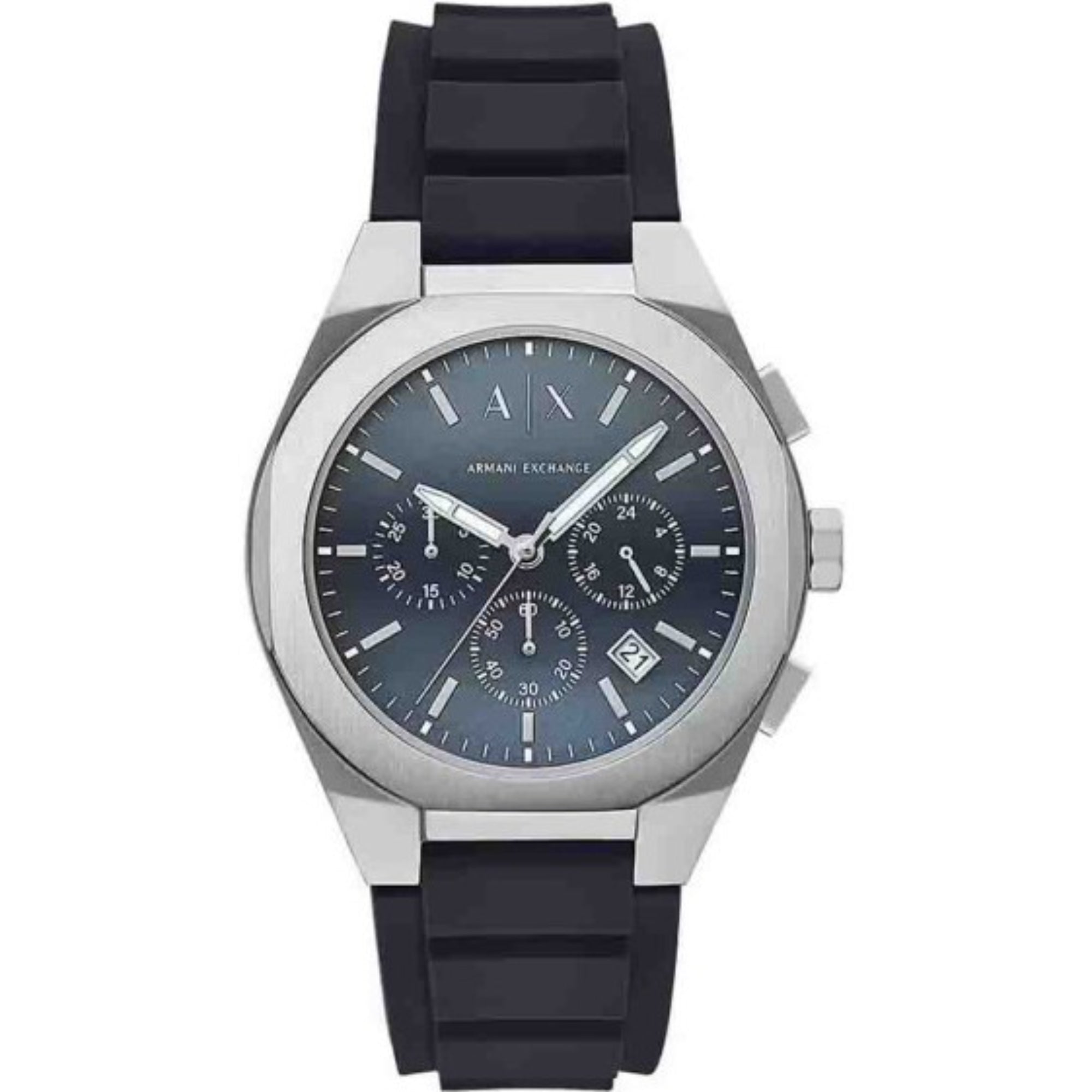 Armani Exchange Rafael Chronograph Blue Dial Silicone Strap Men's Watch AX4185