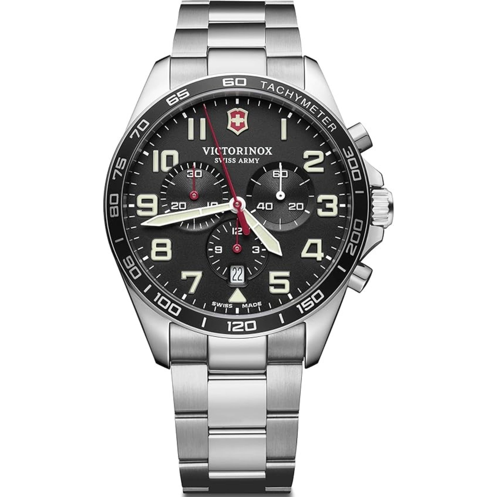 Victorinox Swiss Army FieldForce Chronograph Silver Steel Black Dial Quartz Men's Watch 241855