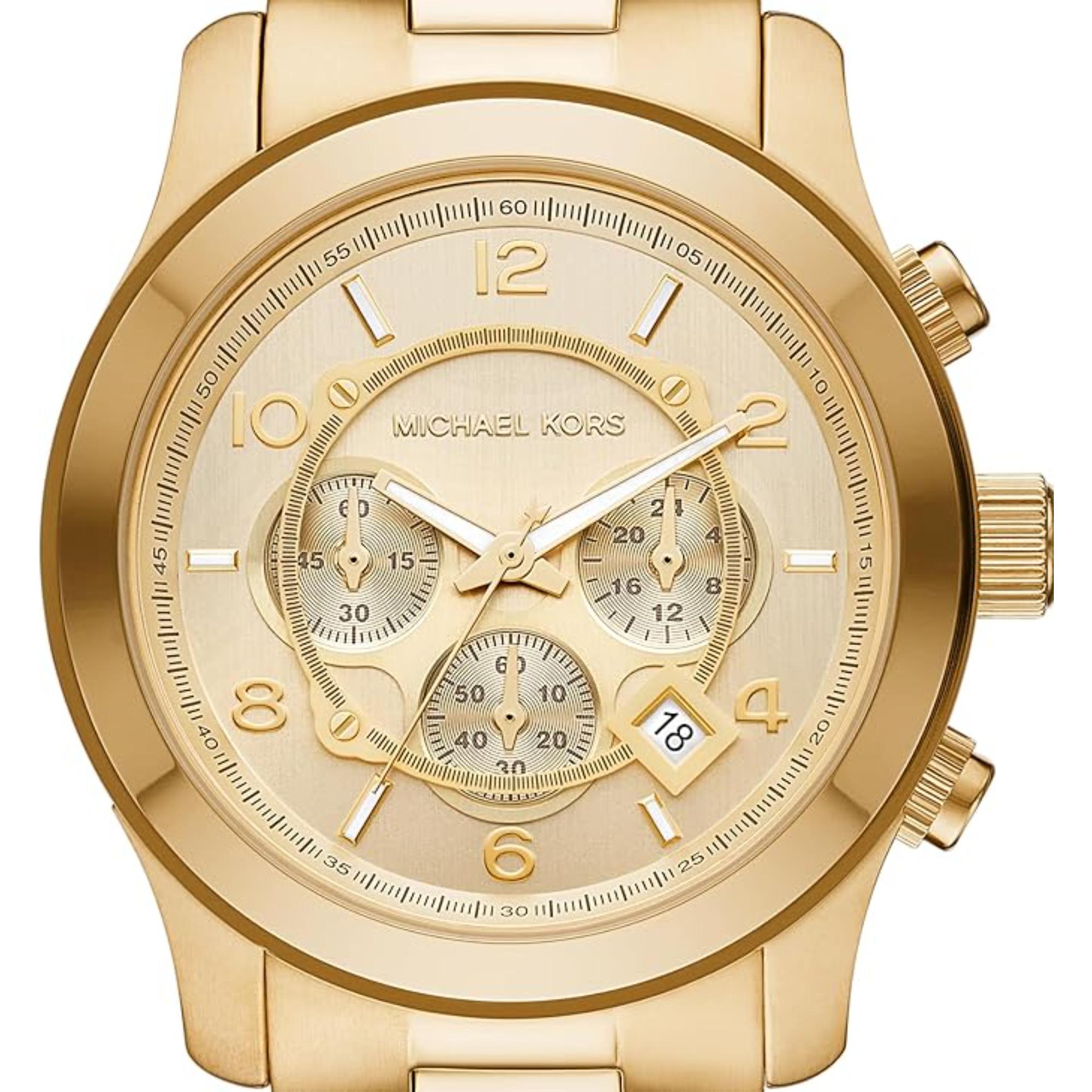 Michael Kors Runway Chronograph Gold-Tone Stainless Steel Strap Gold Dial Men’s Watch MK9074
