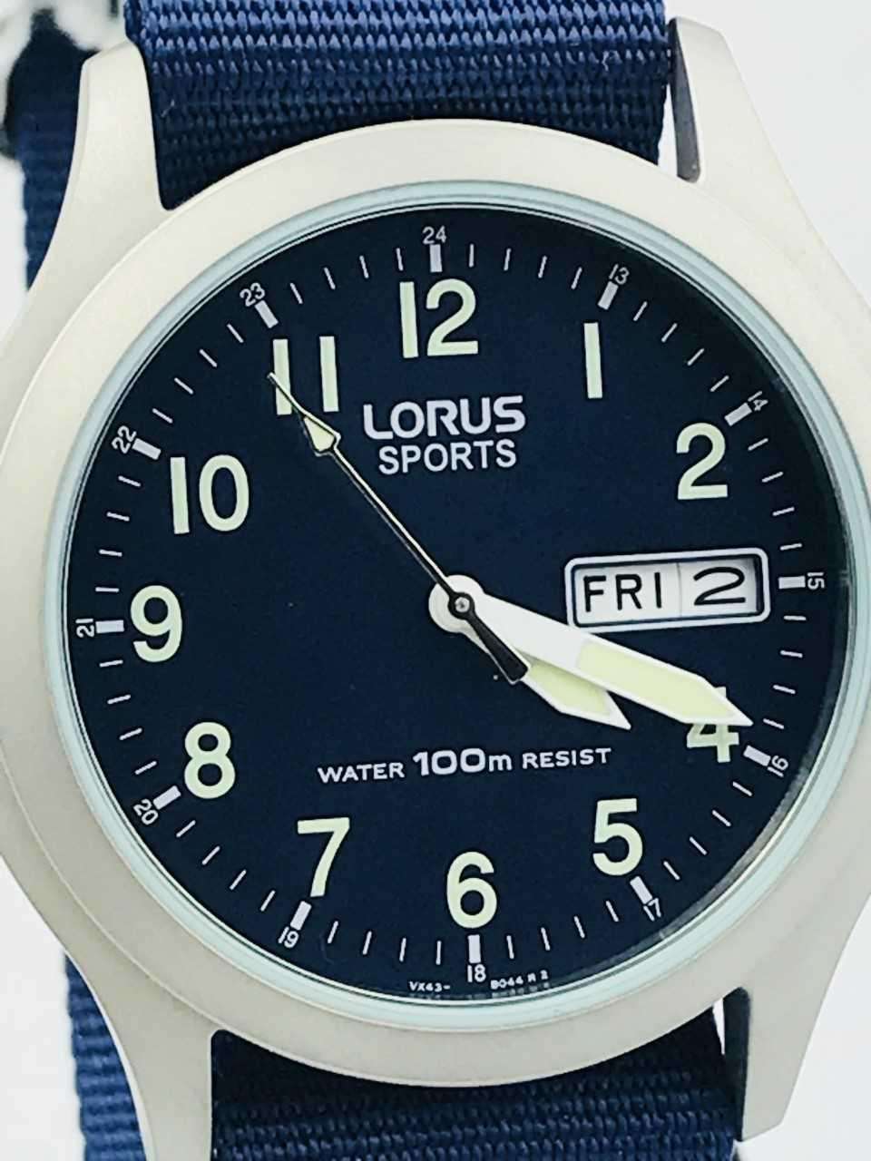 Lorus Blue Fabric Strap Military Style Men’s Sports Watch RXN65AX9