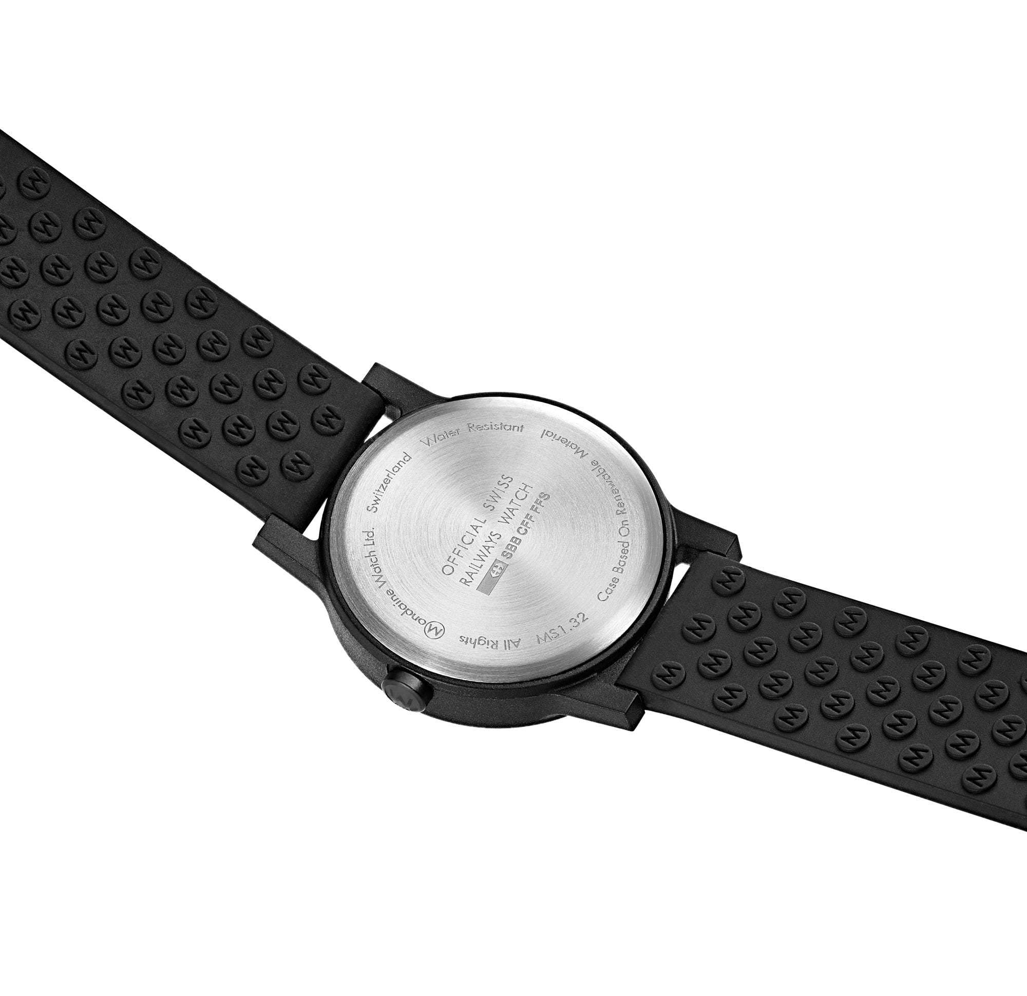 Mondaine Essence Black Rubber Strap Black Dial Raw Material Case Ladies Watch MS1.32120.RB