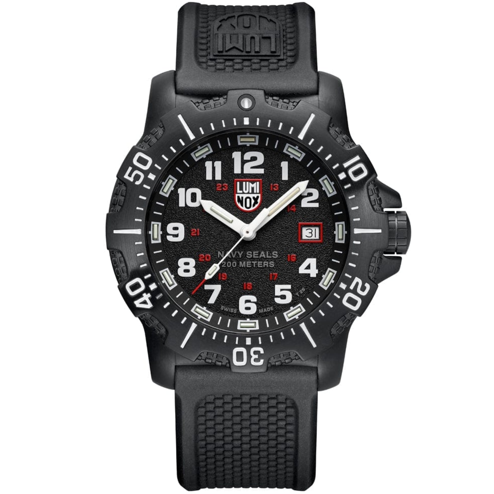 Luminox Navy Seal 45mm Schwarzes Zifferblatt Gummi Herren Quarz Uhr XS.4231.SET