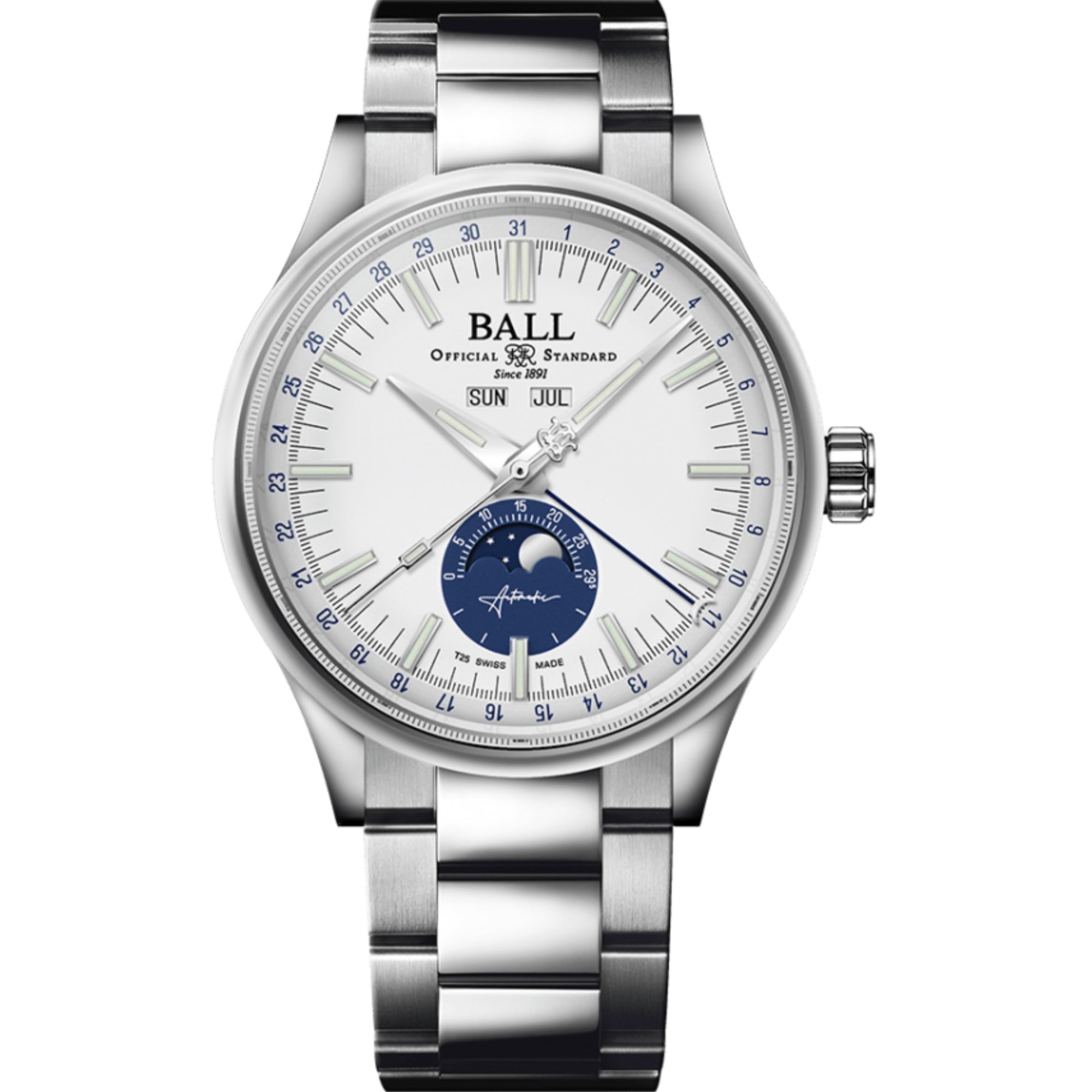 BALL Engineer II Moon Calendar Limited Edition Stainless Steel Men’s Watch NM3016C-S1J-WH