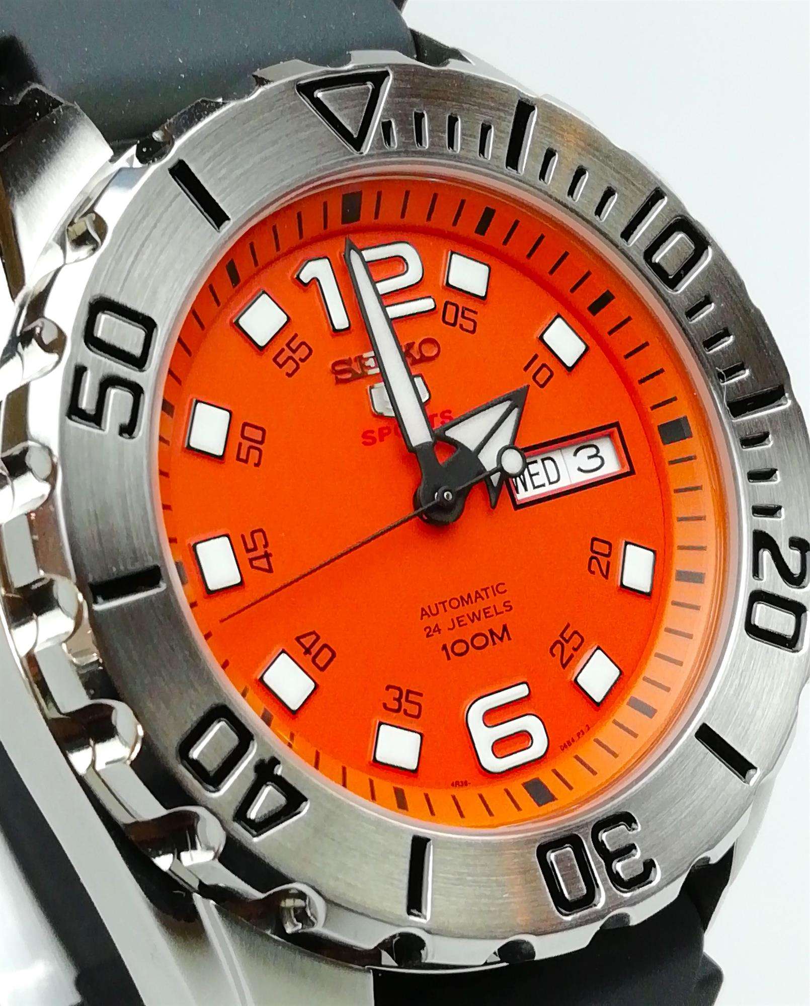 Seiko 5 Sports Automatic Orange Dial Monster Men's Watch SRPB39K1