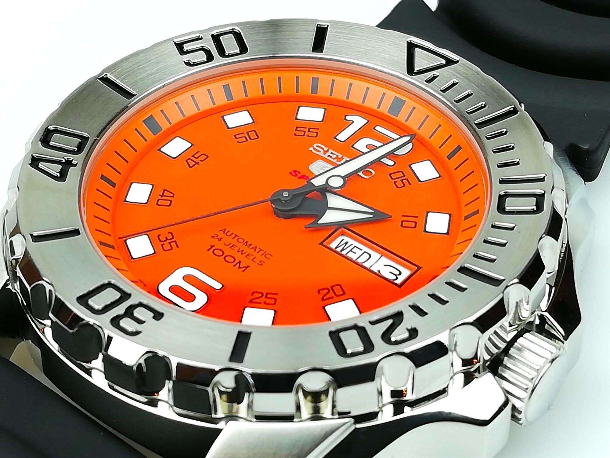 Seiko 5 Sports Automatic Orange Dial Monster Men's Watch SRPB39K1