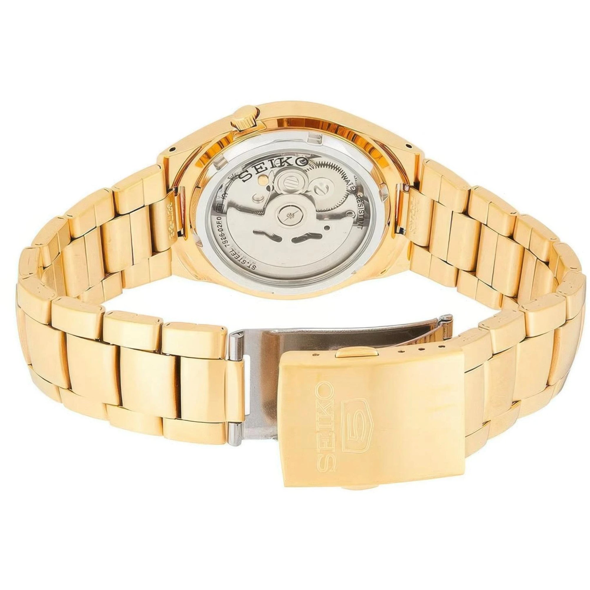 Seiko 5 Automatic Self Wind Gold Dial Gold PVD Steel Bracelet Men's Watch SNK610K1