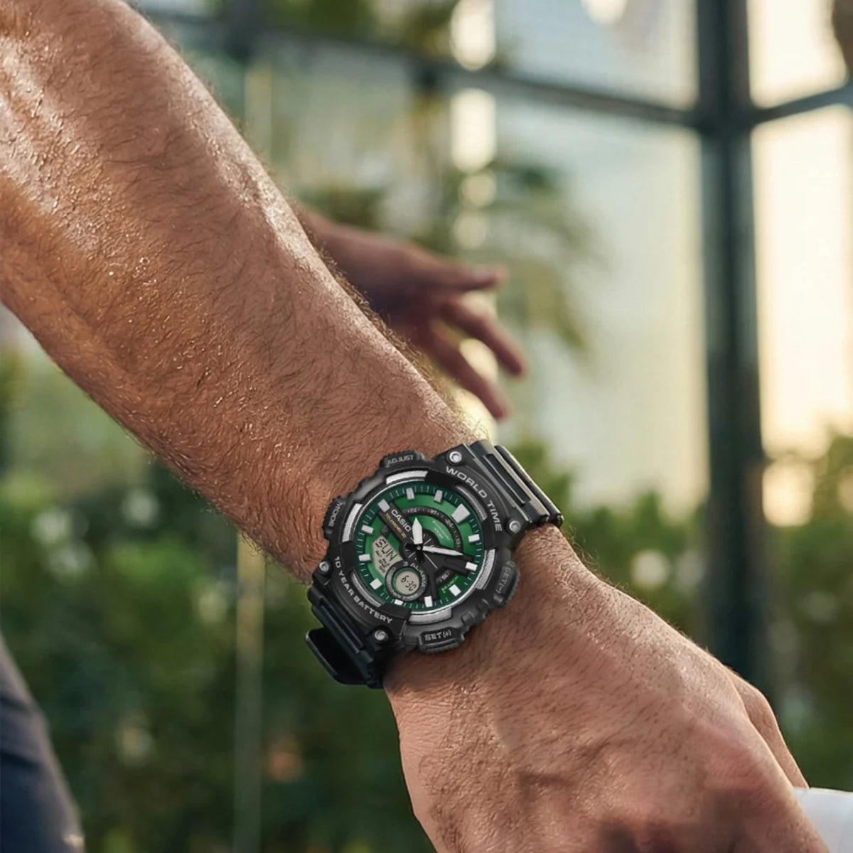 Casio Green Face Series Digi-Analoge Harzarmband Herren Uhr AEQ-110W-3A2VEF