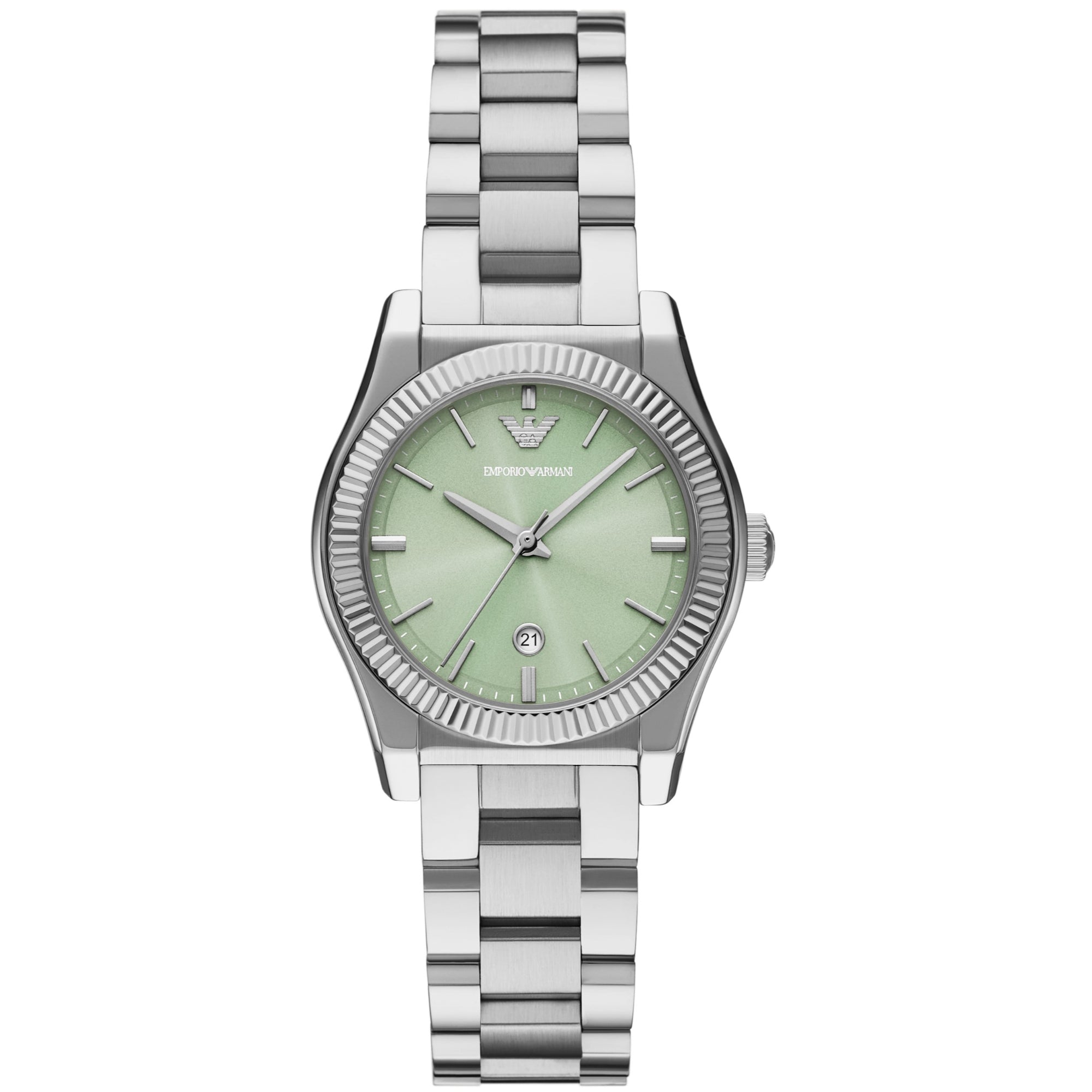 Emporio Armani Green Dial Stainless Steel Strap Ladies Watch AR11656