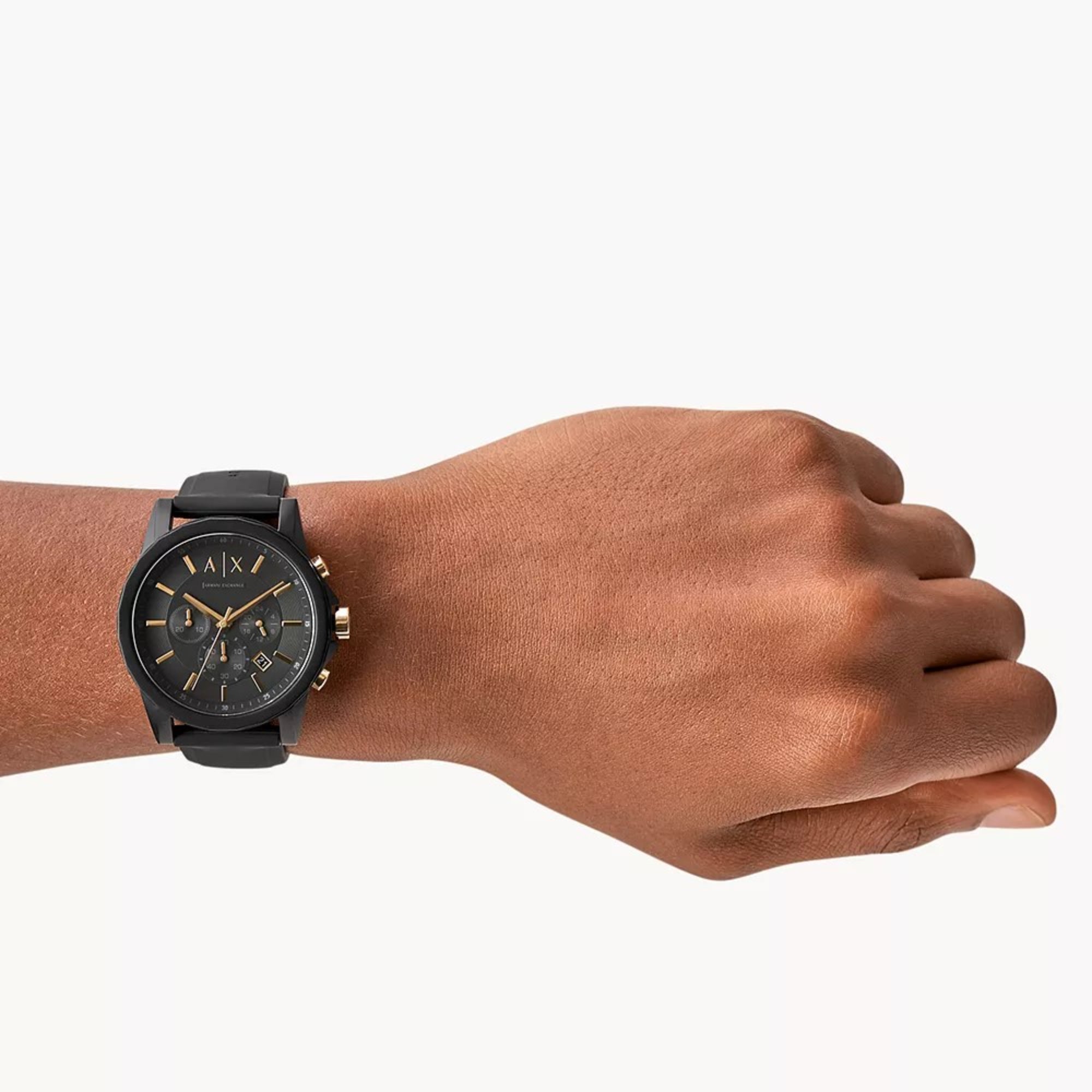Armani Exchange Chronograph Black Dial Silicone Strap Men’s Watch AX7105