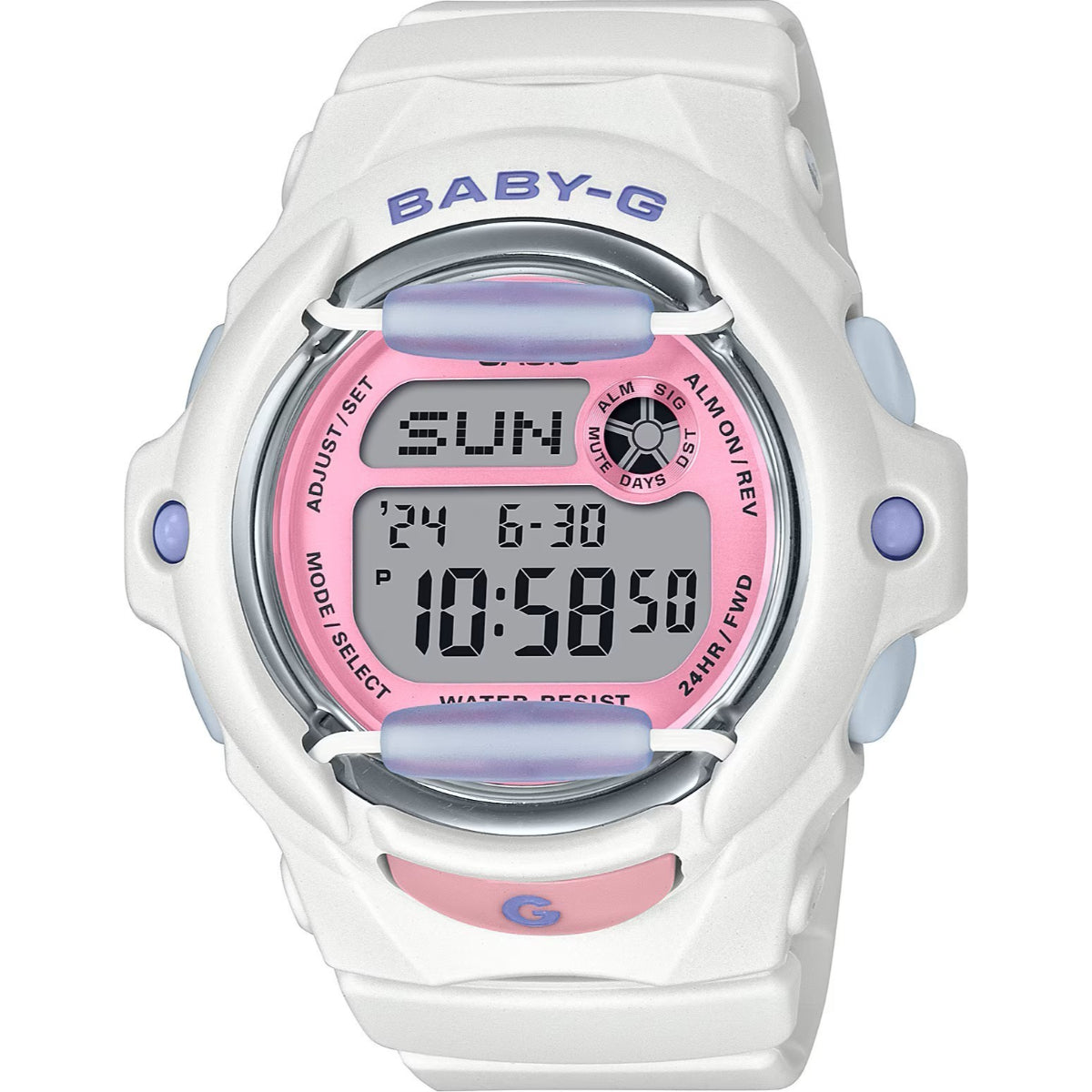 Casio Baby-G Playful Beach Digital White Resin Strap Pink Dial Ladies Watch BG-169PB-7ER