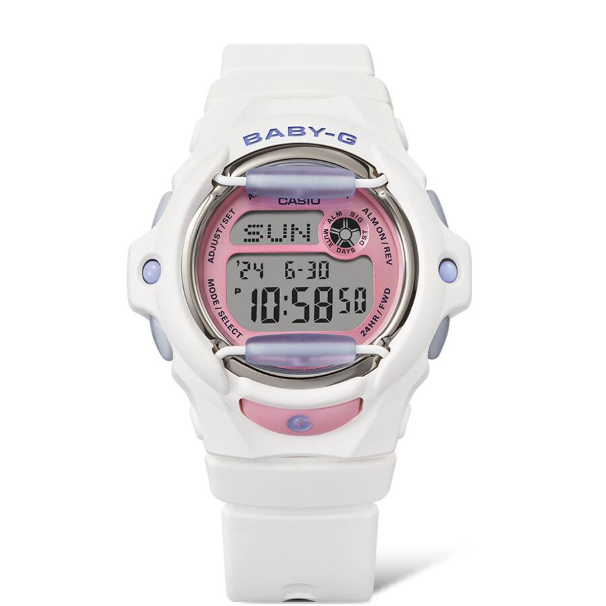 Casio Baby-G Playful Beach Digital White Resin Strap Pink Dial Ladies Watch BG-169PB-7ER