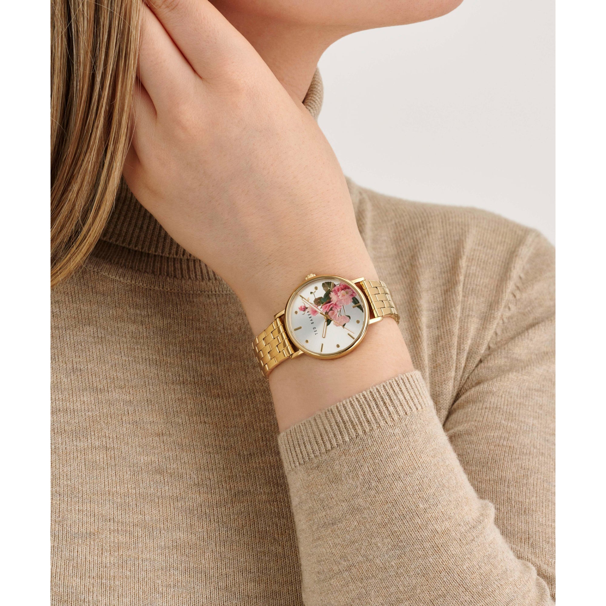 Ted Baker Ladies Multifunction Gold-Tone Stainless Steel Silver Dial Watch BKPPHF309