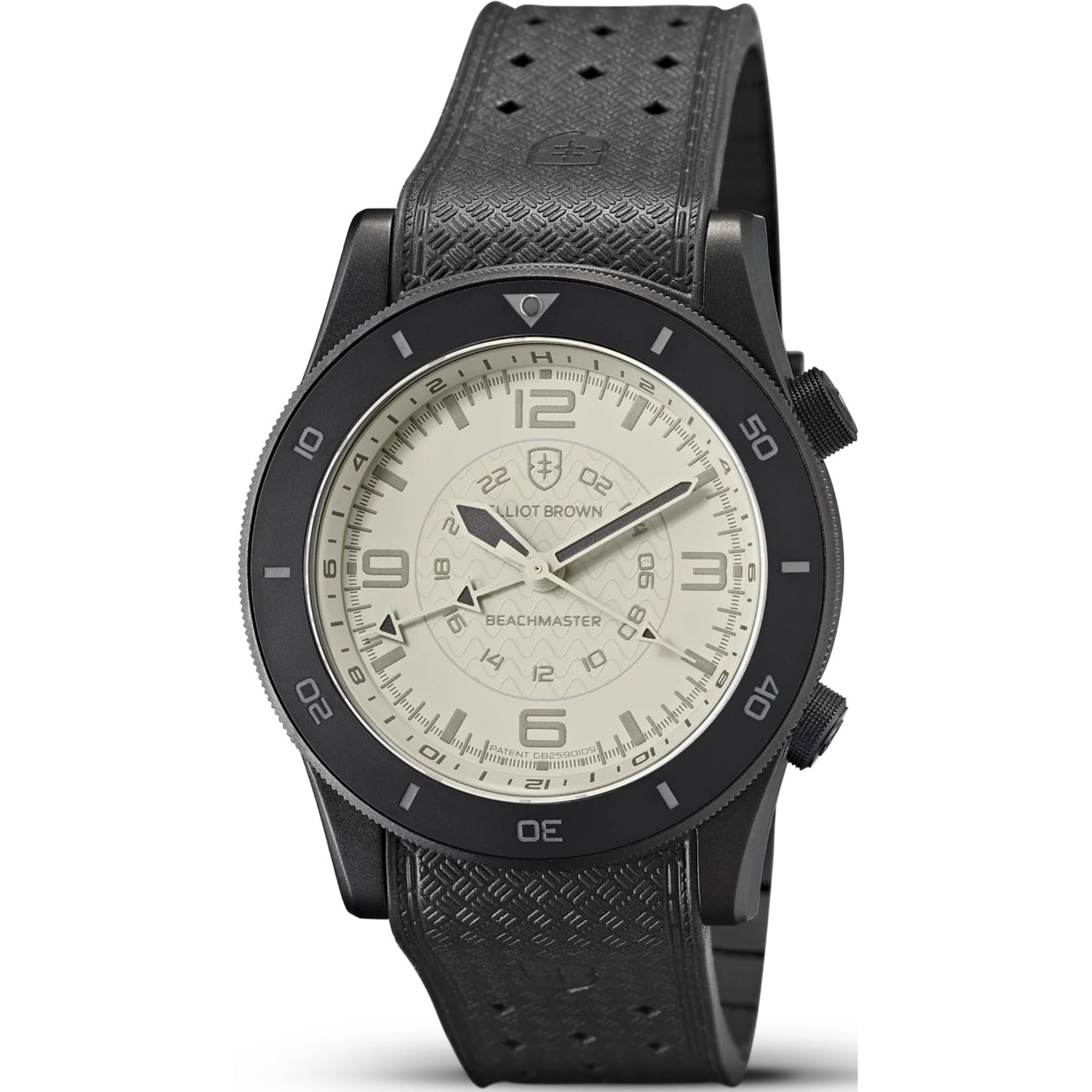 Elliot Brown Beachmaster Ghost Cream Dial Black Rubber Strap Men’s Watch 0H0-622-R51G