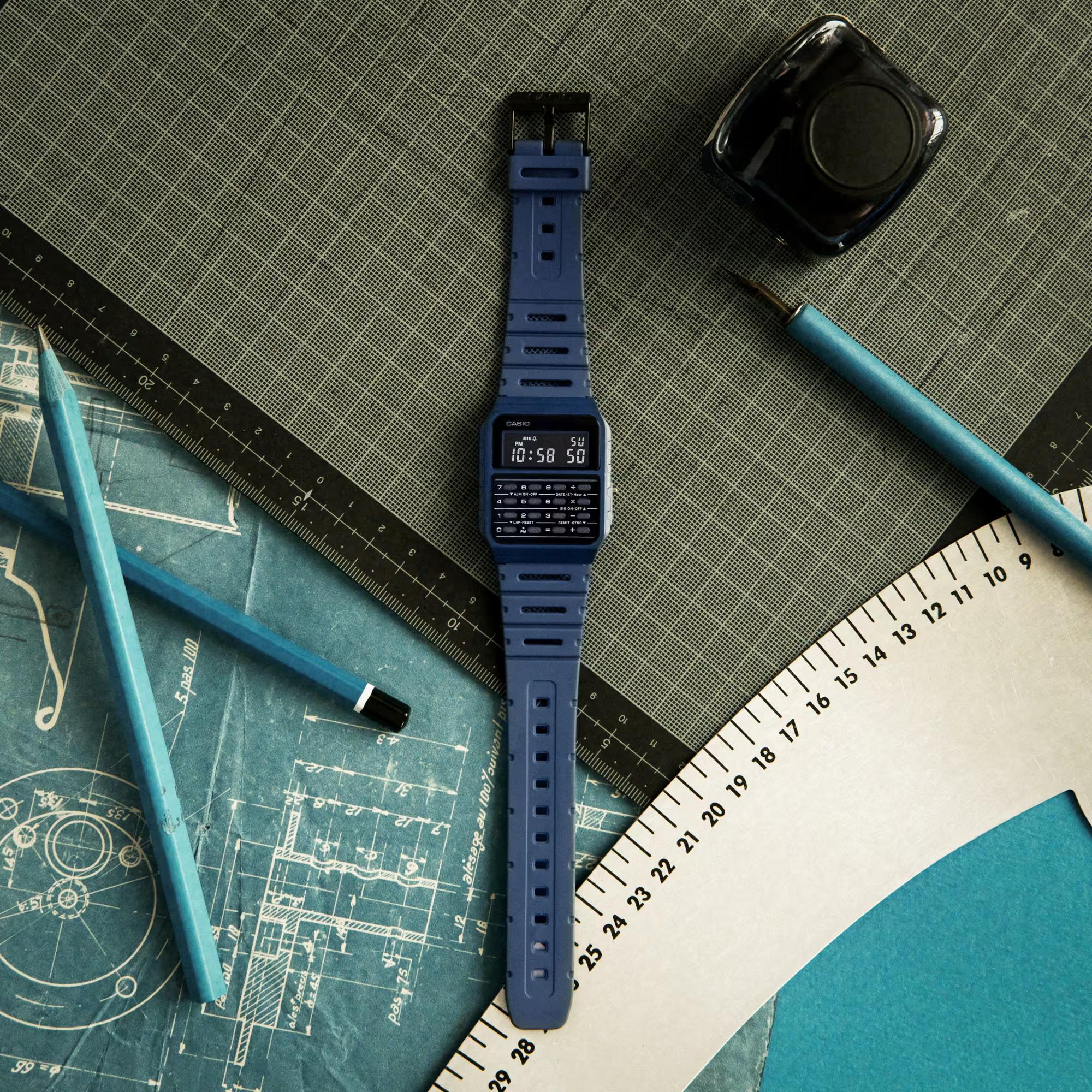Casio Collection Vintage Blue Resin Strap Watch CA-53WF-2BEF