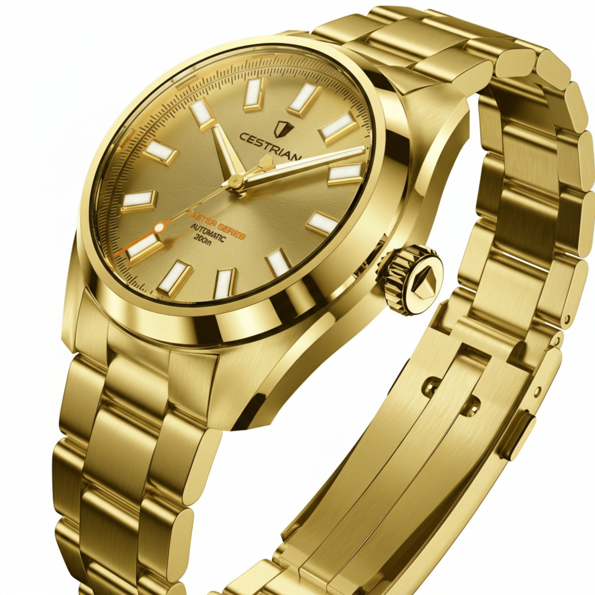 Cestrian Master Series V3 Gold Dial Gold Plated Bracelet Automatic Men's Watch CM-GD011