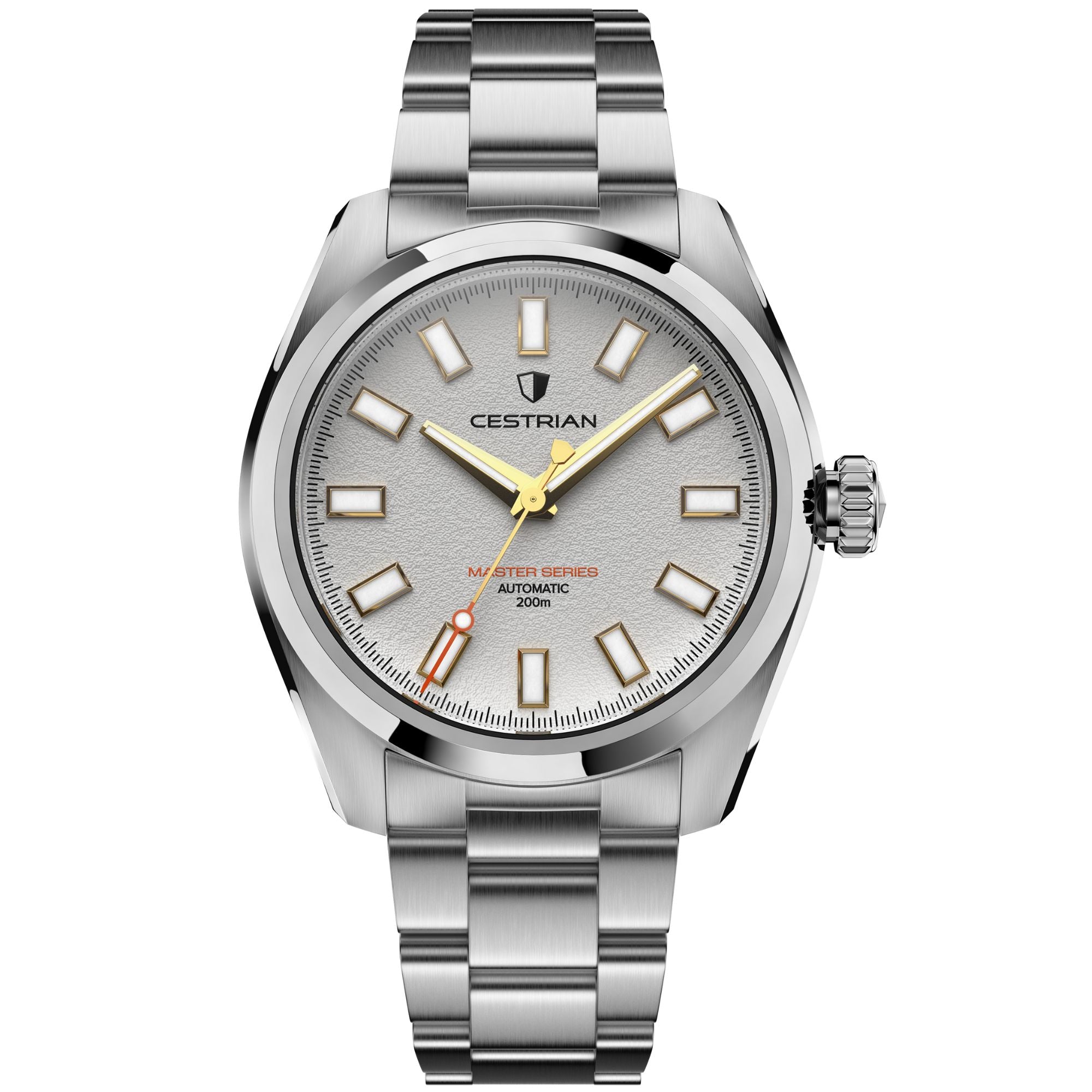 Cestrian Master Series V3 White Textured Dial Steel Bracelet Automatic Men's Watch CM-WG001