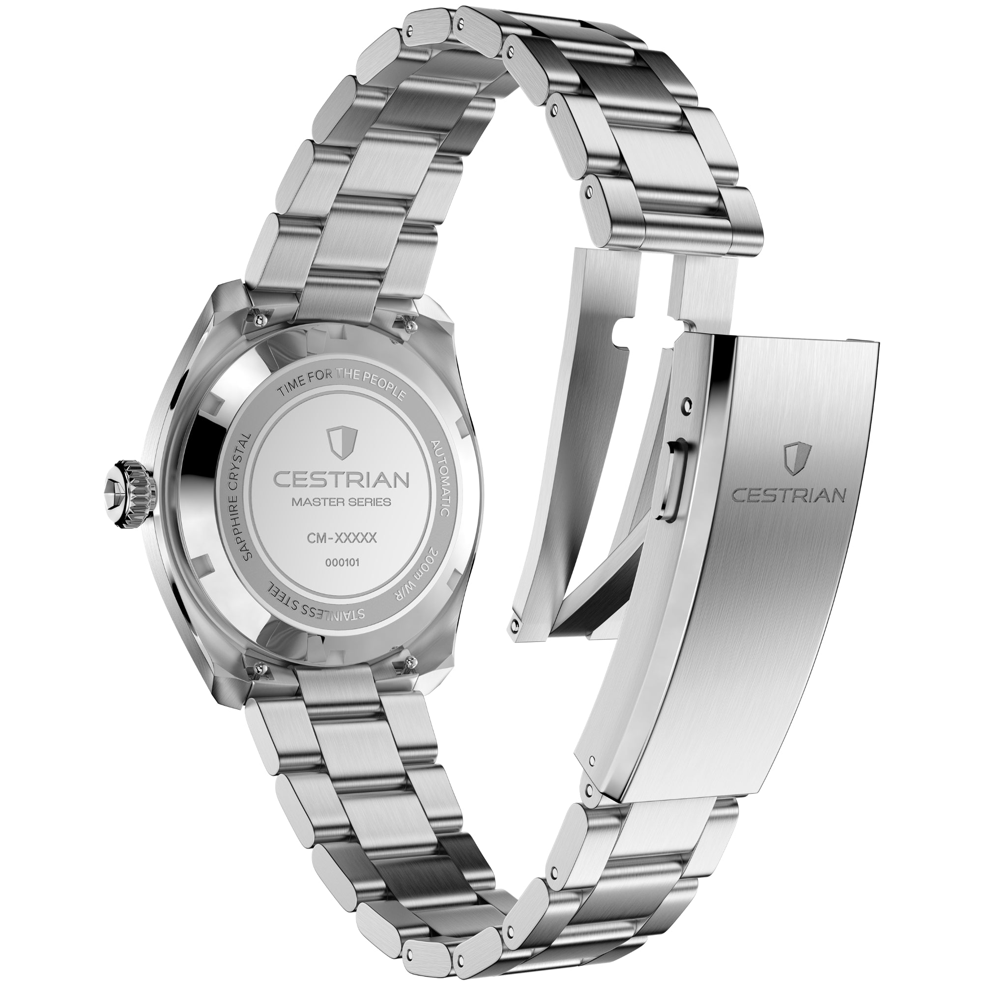 Cestrian Master Series V3 White Textured Dial Steel Bracelet Automatic Men's Watch CM-WG001