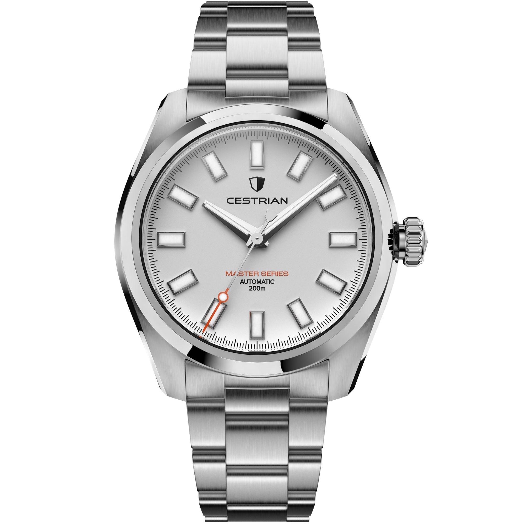 Cestrian Master Series V3 White Dial Steel Bracelet Automatic Men's Watch CM-WT001
