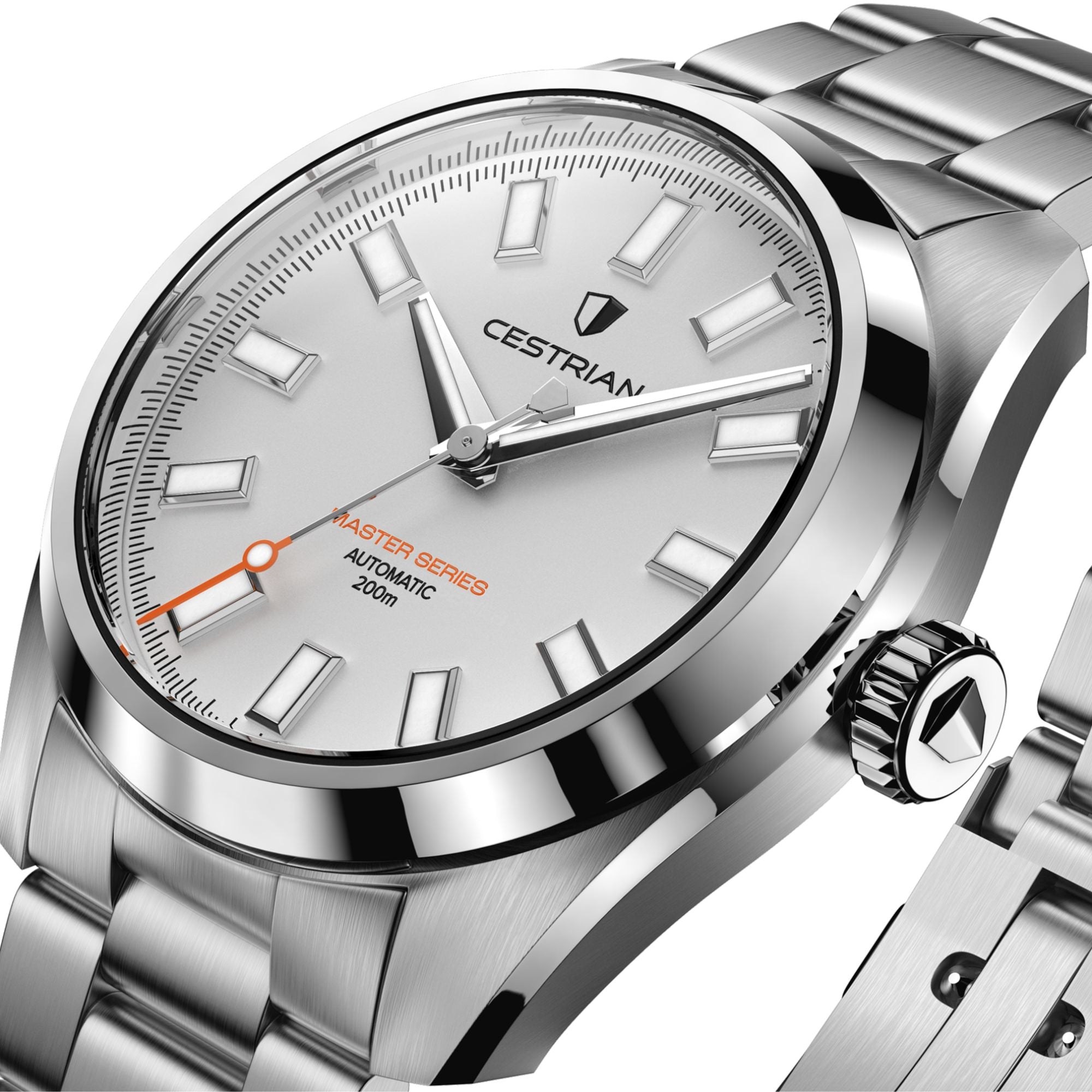 Cestrian Master Series V3 White Dial Steel Bracelet Automatic Men's Watch CM-WT001